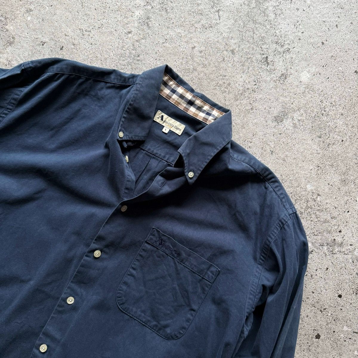 Aquascutum Aquascutum of London Mens Navy Blue Brushed Cotton Shirt Size US L / EU 52-54 / 3 - 3 Thumbnail