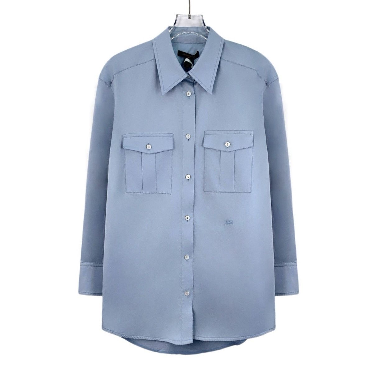 Louis Vuitton Louis Vuitton 24 Style Blue Cotton Long Sleeve Shirt K26WX Size US S / EU 44-46 / 1 - 1 Thumbnail