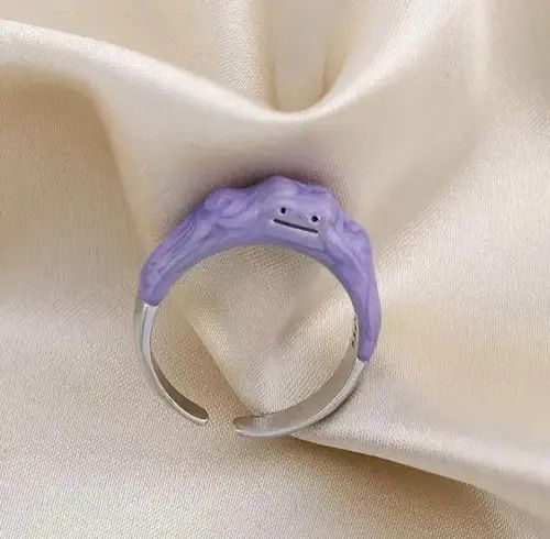 Other Purple Ditto Ring Silver Anime Pokemon Art Evolve Blob Size ONE SIZE - 1 Thumbnail