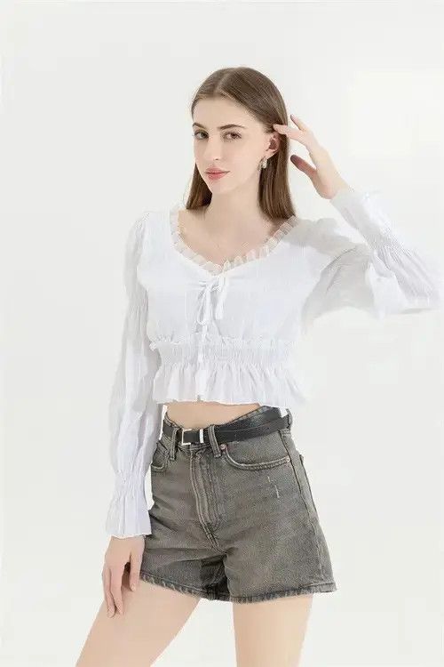 Vintage Fashion Korean Clothing Women's T-Shirt y2k Cropped Top Size ONE SIZE - 7 Thumbnail