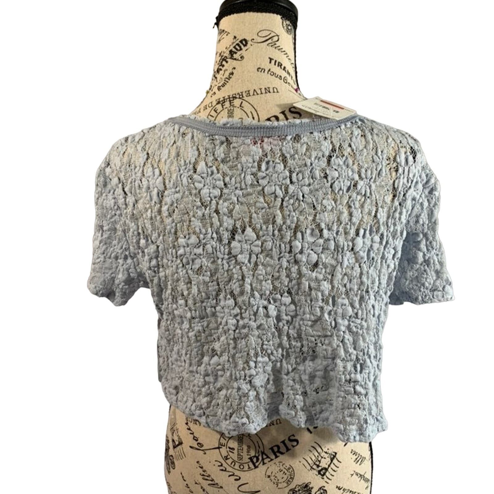 Free People Free people Women's Size Small Crop Top StarLight Blue Lace Size S / US 4 / IT 40 - 4 Thumbnail