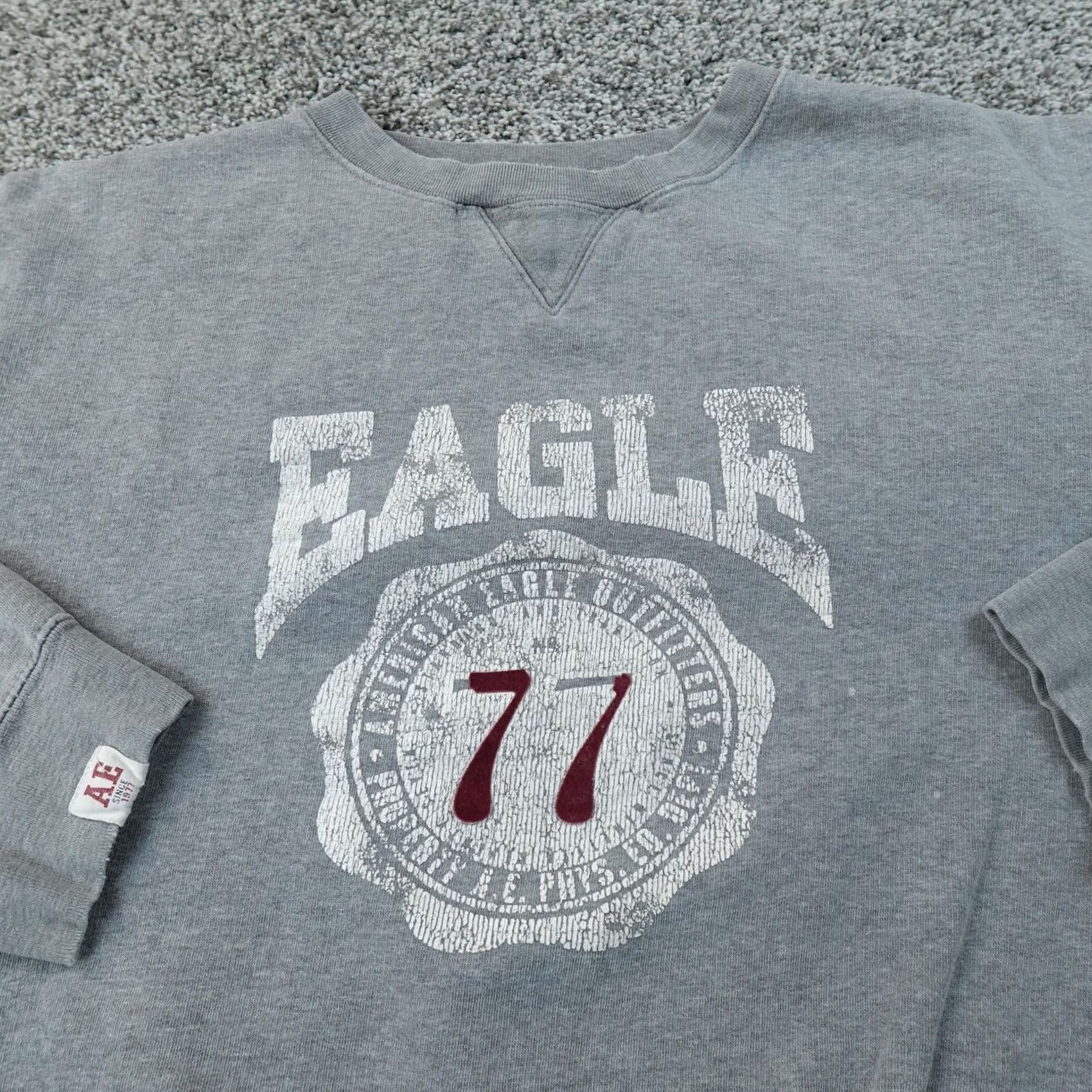 American Eagle Outfitters VINTAGE American Eagle Sweatshirt Womens 2XL Gray Logo Graphic Pullover Crew Neck Sweater Fleece Winter Size XXL / US 16-18 / IT 52-54 - 3 Thumbnail