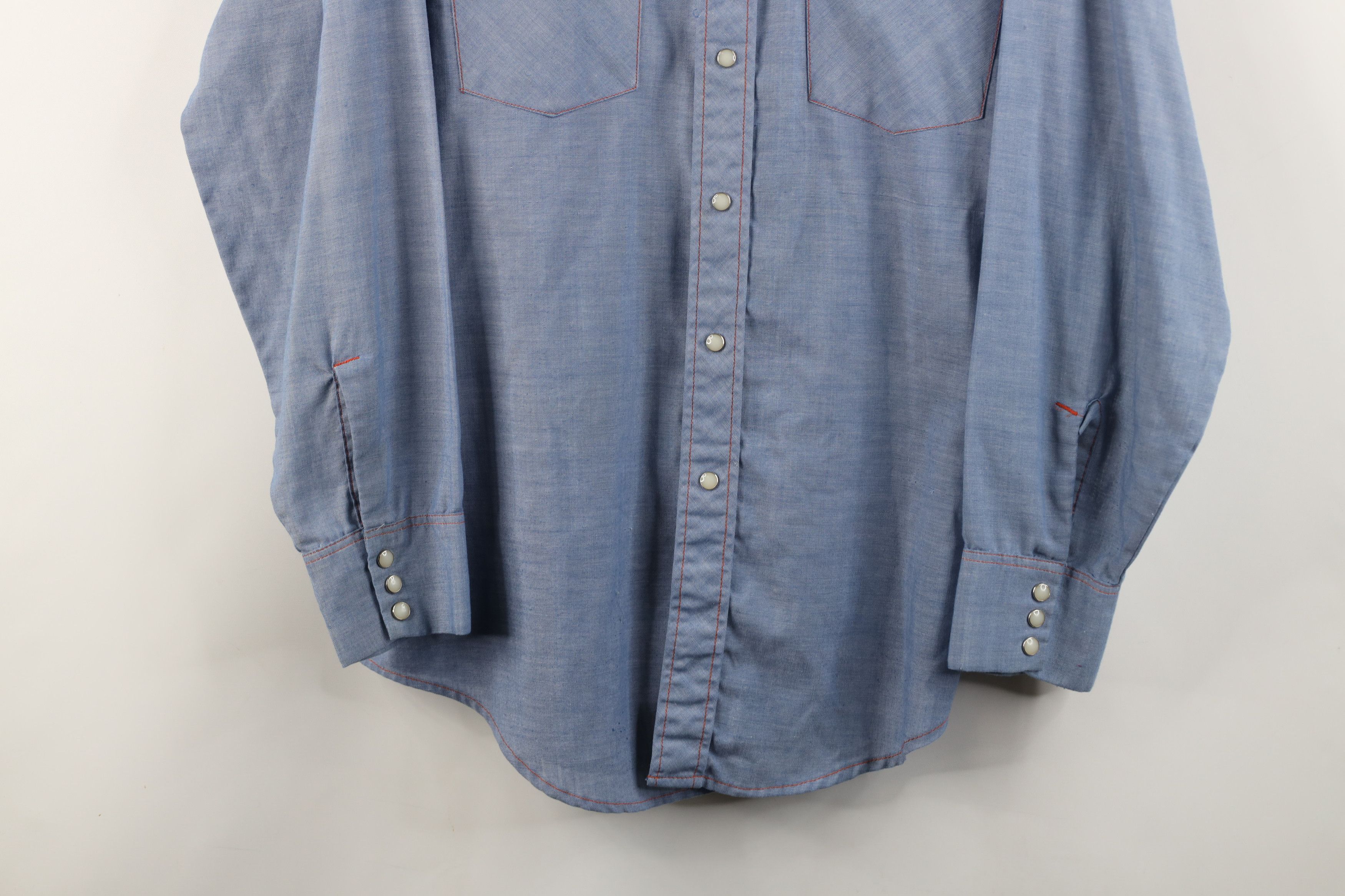 Vintage Vintage 60s 70s Big Mac Rodeo Snap Button Shirt Blue USA Size US XL / EU 56 / 4 - 3 Thumbnail