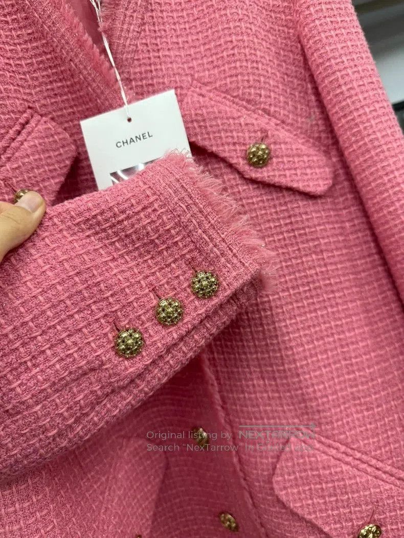 Chanel Chanel Pink Tweed Four-Pocket Coat. Size US M / EU 48-50 / 2 - 2 Thumbnail