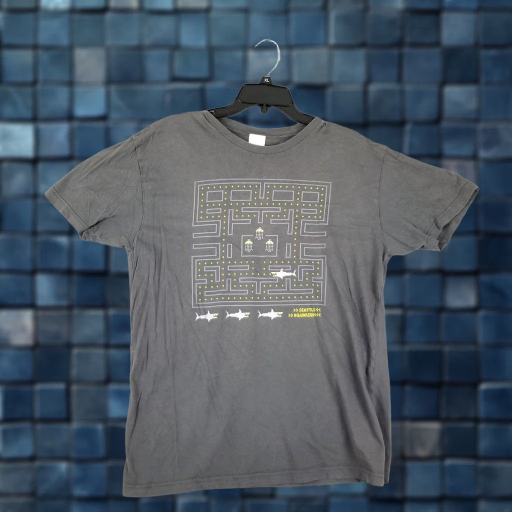 Alife Vintage Seattle Aquarium T-Shirt Shark Pacman 90s Tee Ocean Life Mens Adult Medium Gray Cotton Crew Neck Short Sleeve Shirt Size US M / EU 48-50 / 2 - 1 Thumbnail