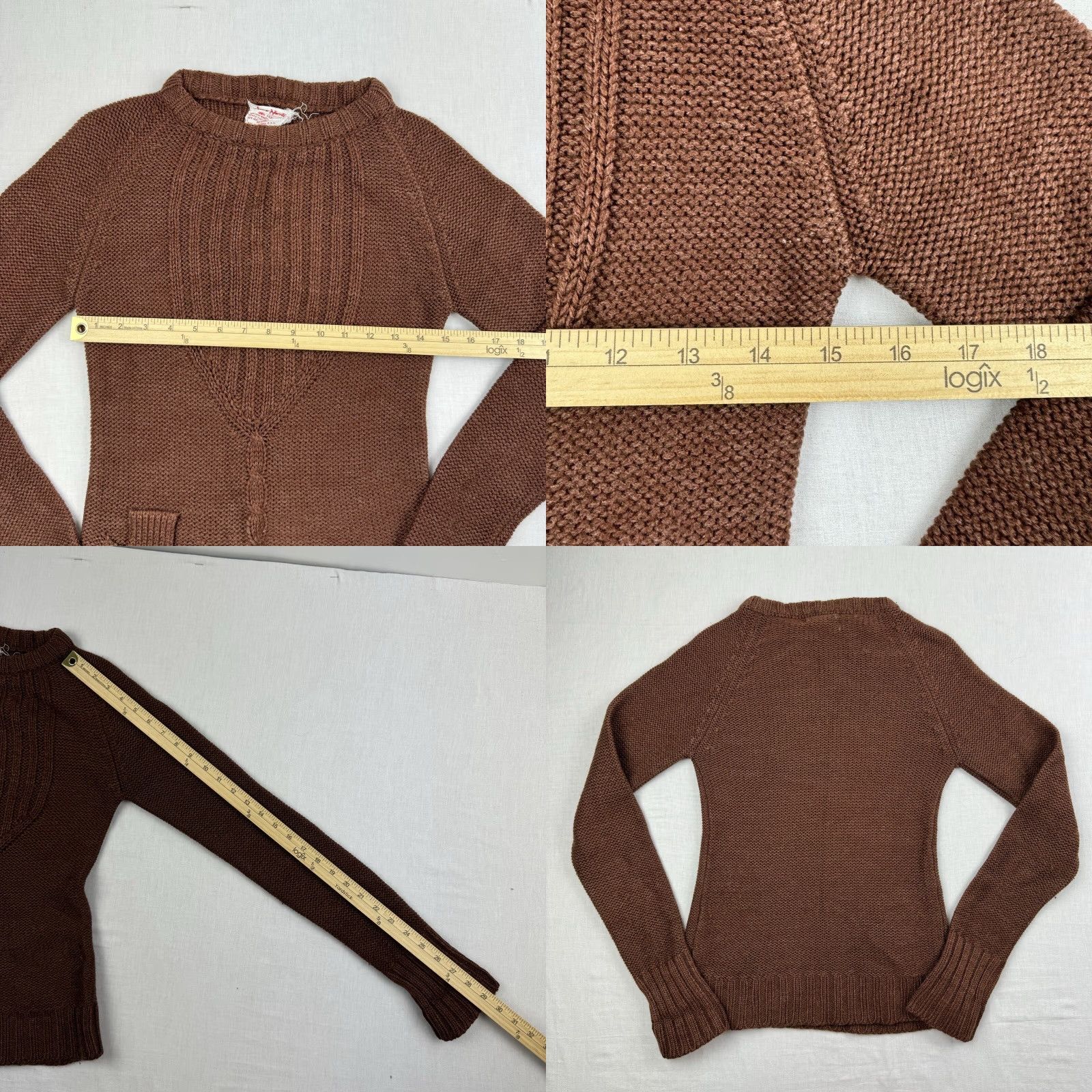 Vintage VINTAGE Jean Nicole Sweater Women's M Crew Neck Brown 60s Pullover Knit Woolless 1960s Mens/Womens Size M / US 6-8 / IT 42-44 - 8 Thumbnail