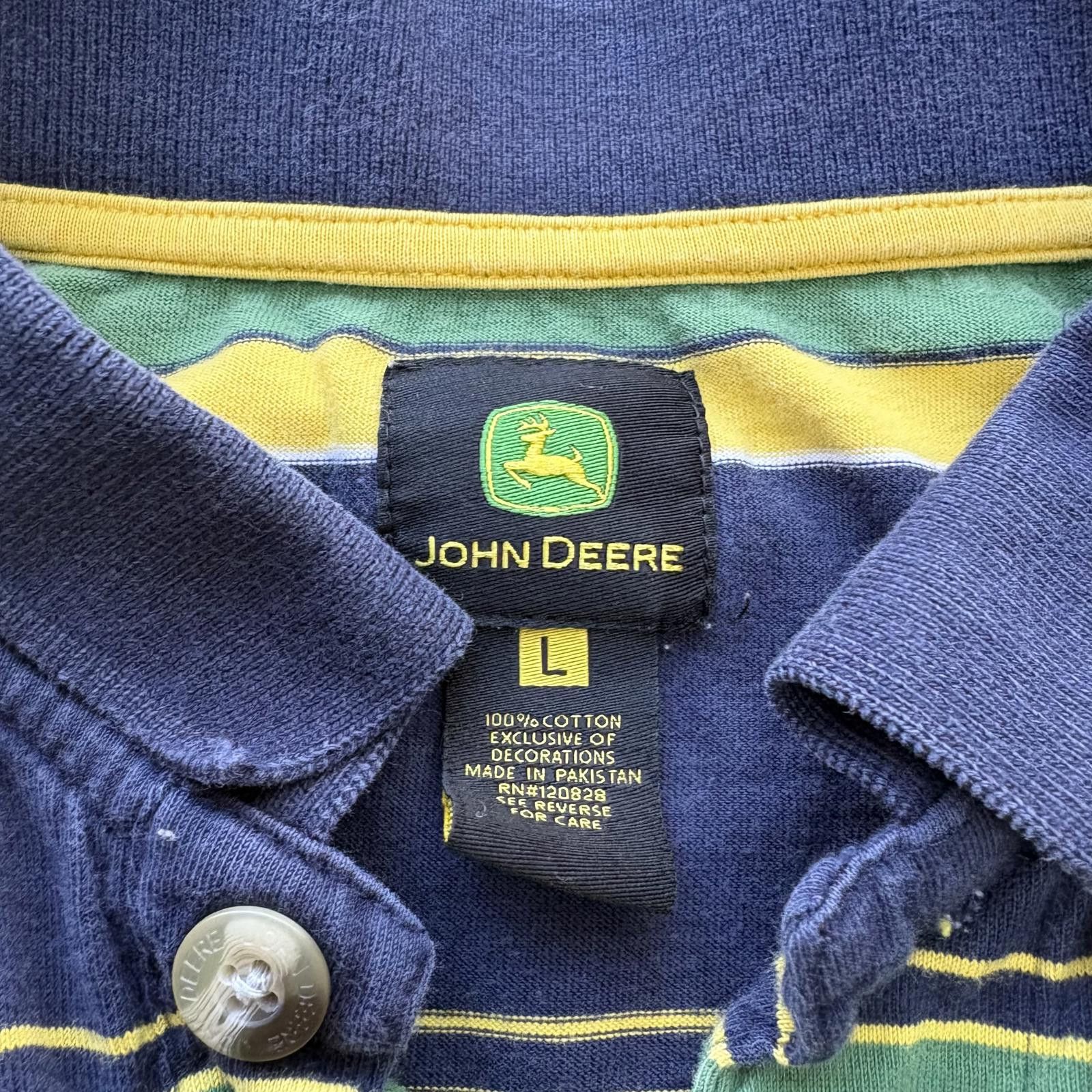 John Deere Vintage Y2K John Deere Grunge Preppy Striped Polo Shirt Size US L / EU 52-54 / 3 - 3 Thumbnail