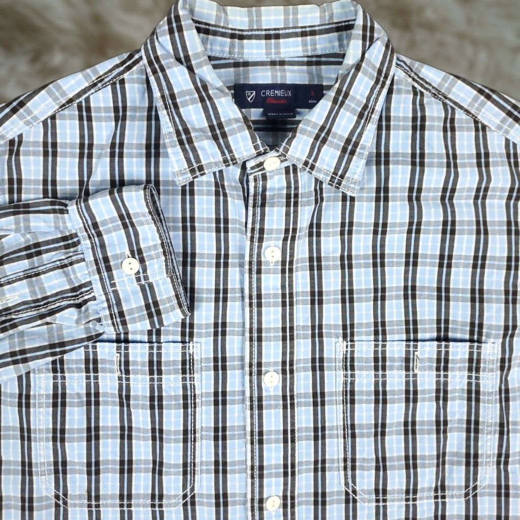 Cremieux Daniel Cremieux Shirt Adult Small Blue Cotton Button-Up Plaid Long Sleeve 2-Pocket Classic Mens Size US S / EU 44-46 / 1 - 1 Thumbnail