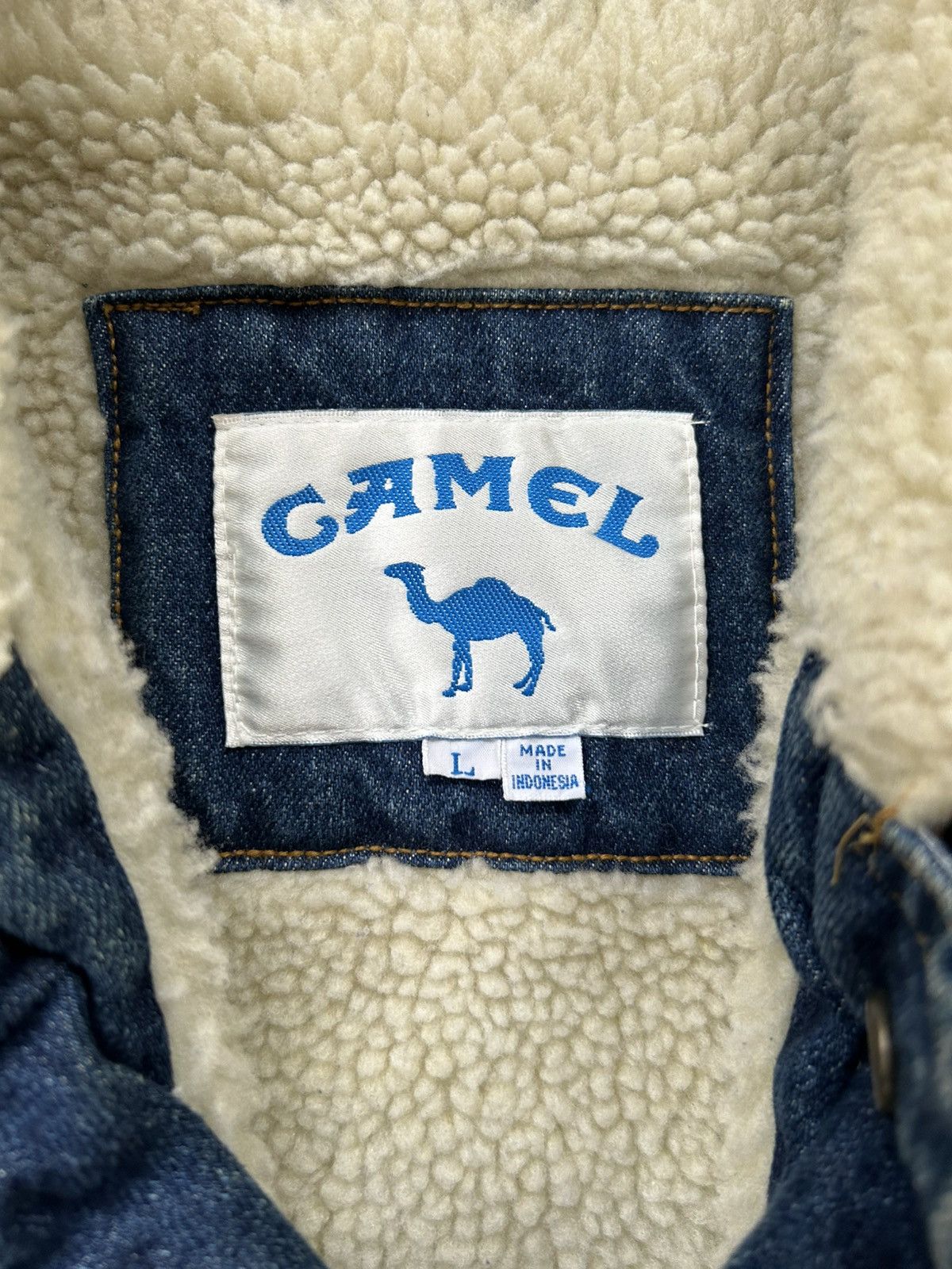 Camel vintage camel blue denim sherpa lined jacket Size US L / EU 52-54 / 3 - 5 Thumbnail