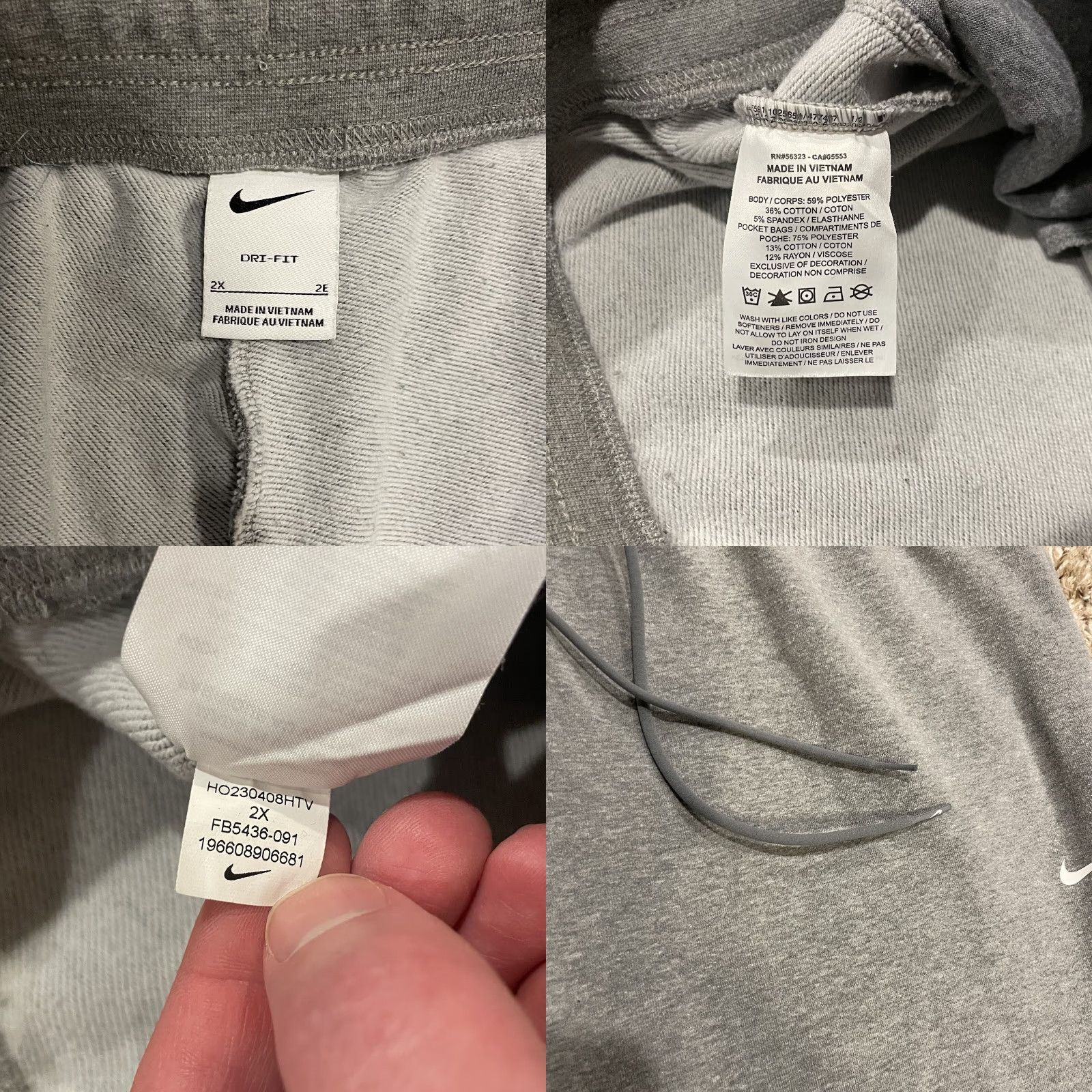 Nike Nike Dri-FIT Joggers Womens High-Waisted 2XL Grey Pants Casual Athleisure Long Inseam 27 in Pockets Drawstring Size 40" / US 18 - 8 Thumbnail