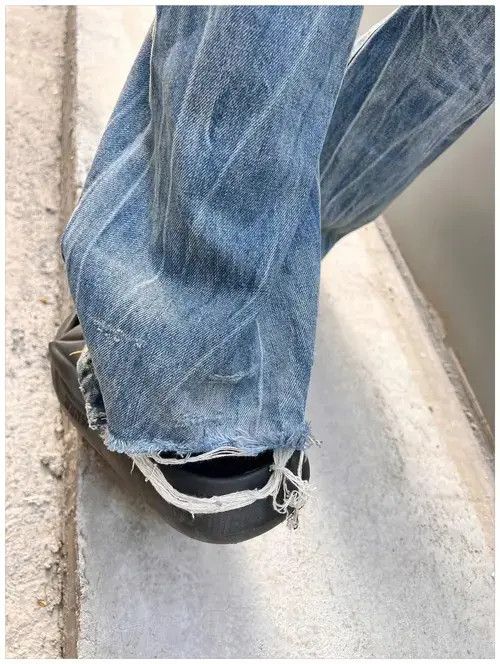 Jean custom damaged ripped flared jeans Size US 34 / EU 50 - 4 Thumbnail