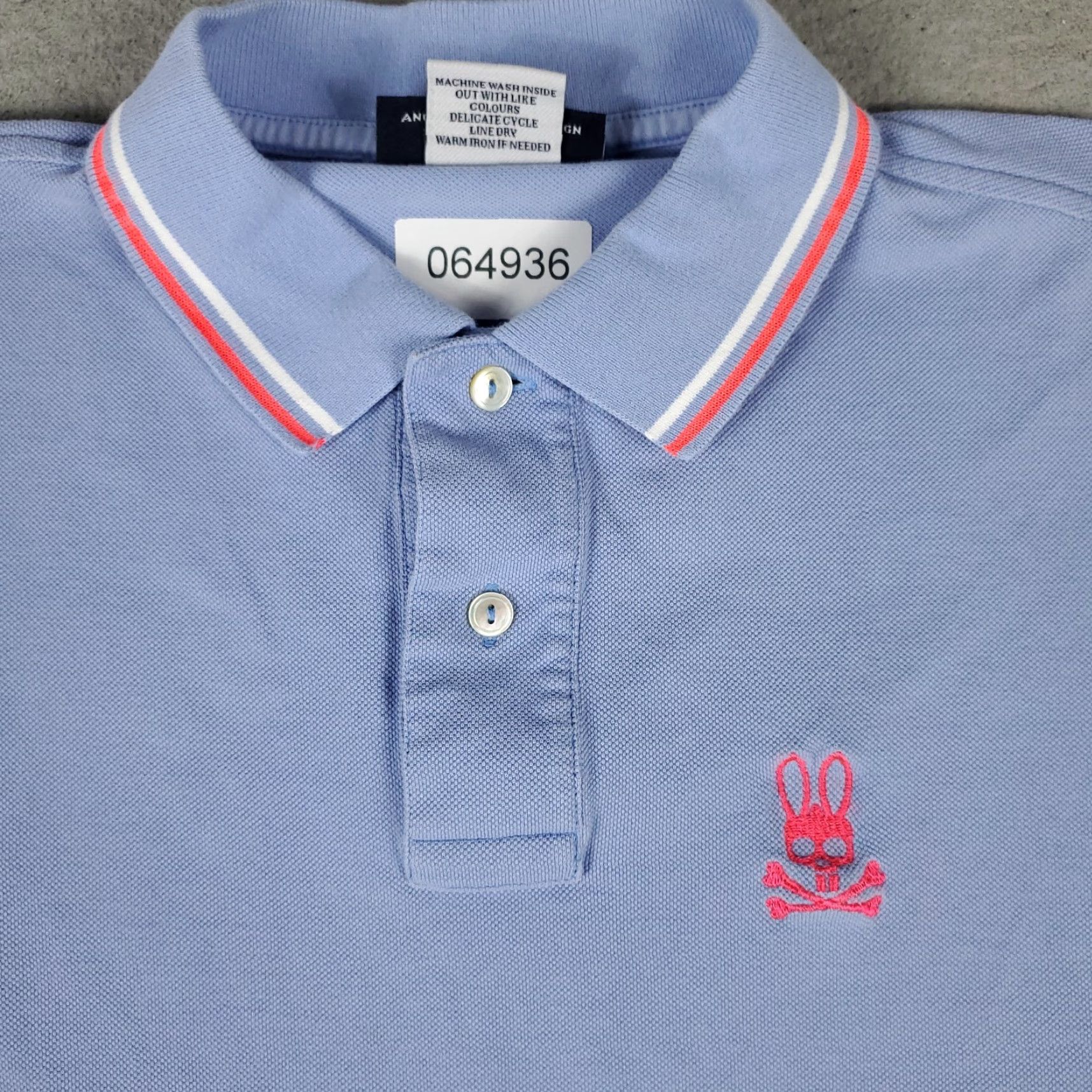 Psycho Bunny Psycho Bunny Shirt Mens Size 4 Blue Skull Crossbones Short Sleeve STAINED Size US S / EU 44-46 / 1 - 5 Thumbnail