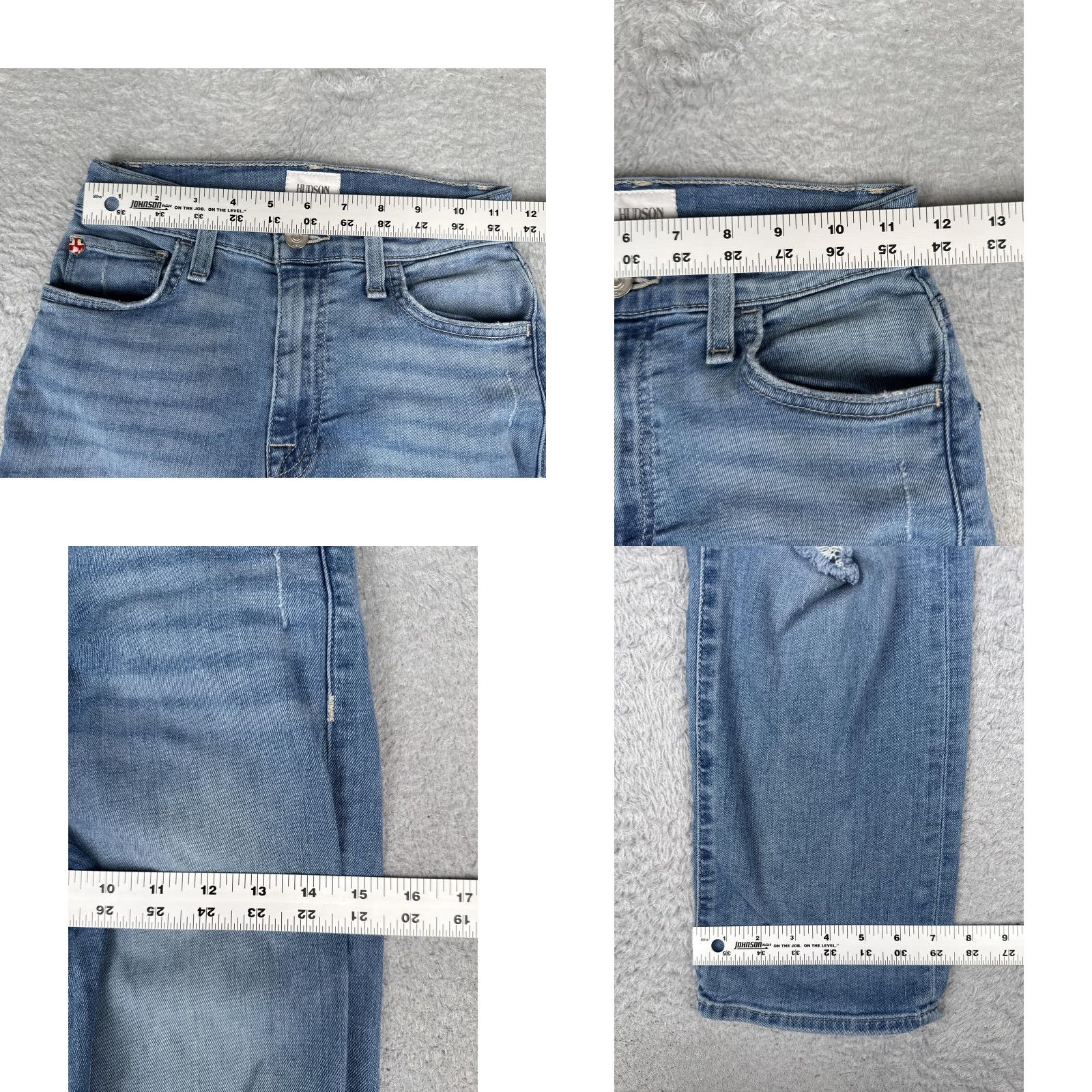 Hudson Hudson Noa Straight Jeans Womens 24 Blue Med Wash Mid Rise Distressed Crop 24x26 Size 42" / US 20 - 9 Thumbnail