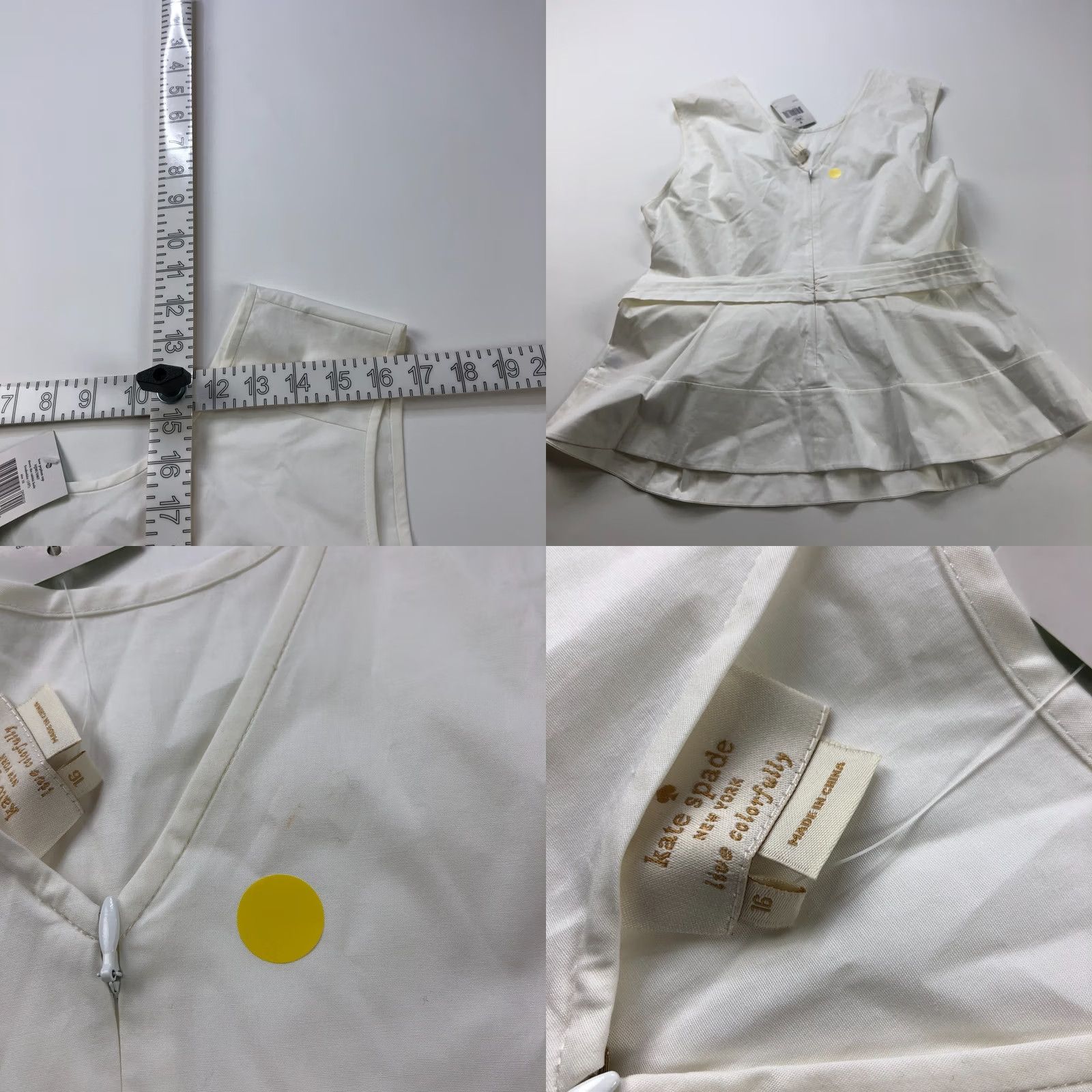 Vintage Kate Spade NEW White Blouse Top Pullover Bow Tie Peplum 16 Stained PLS READ Size L / US 10 / IT 46 - 8 Thumbnail