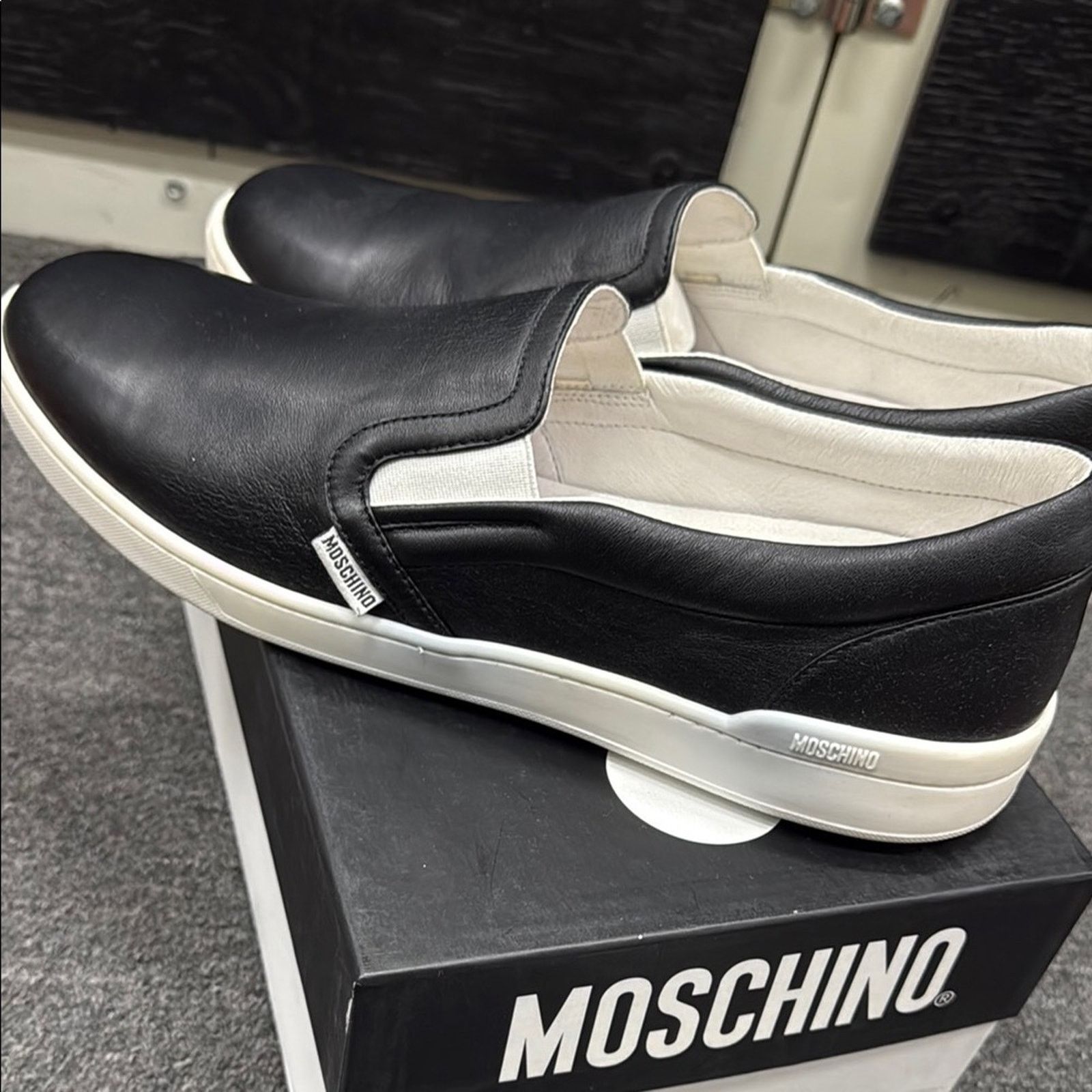 Moschino NWT Moschino Black Slip-On Men's Shoes Size 46 US 13 Size US 13 / EU 46 - 4 Thumbnail