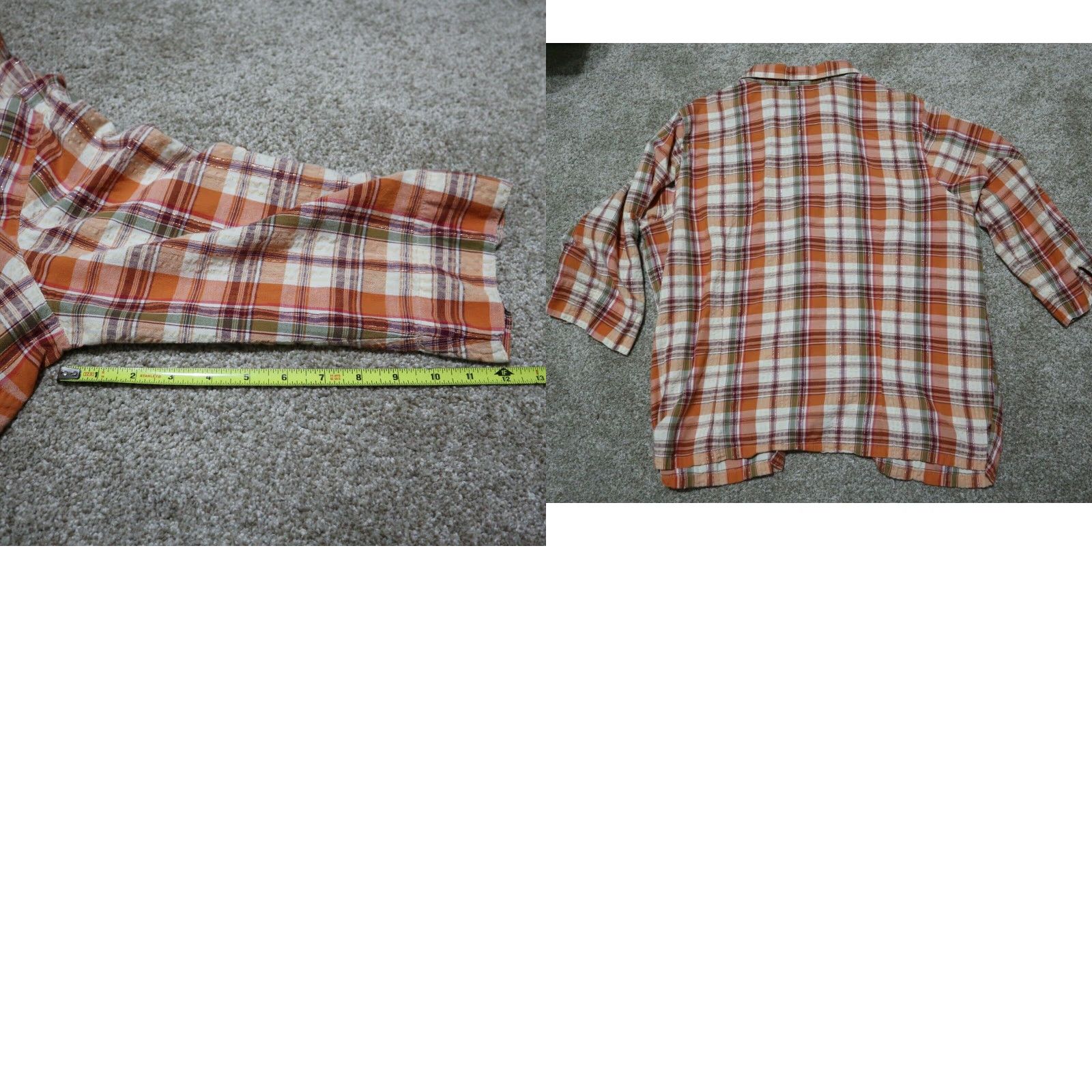 Essentials Essentials Plaid Button Front Shirt Tunic Blouse Women's Regular 18/20 Orange Size XXL / US 16-18 / IT 52-54 - 8 Thumbnail