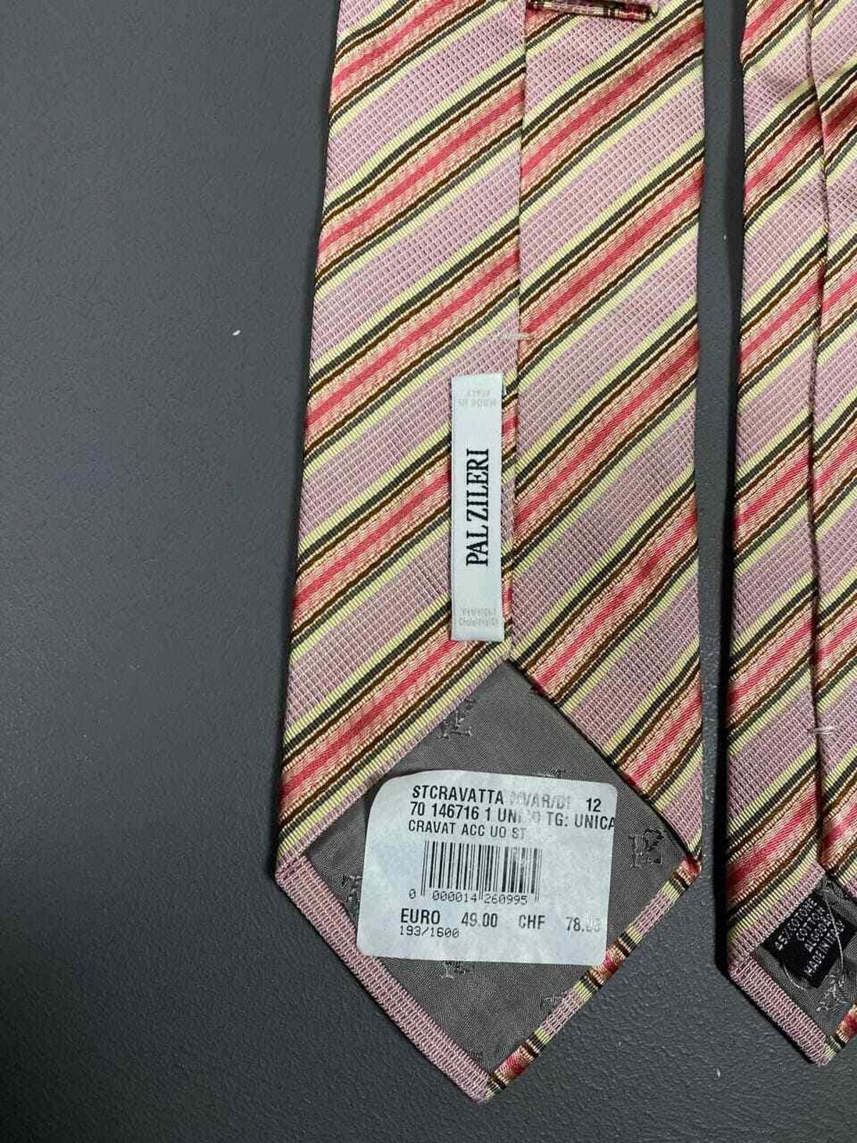 Pal Zileri NWT Pal Zileri Unico Cravate Striped Silk Tie in Pink Size ONE SIZE - 6 Thumbnail