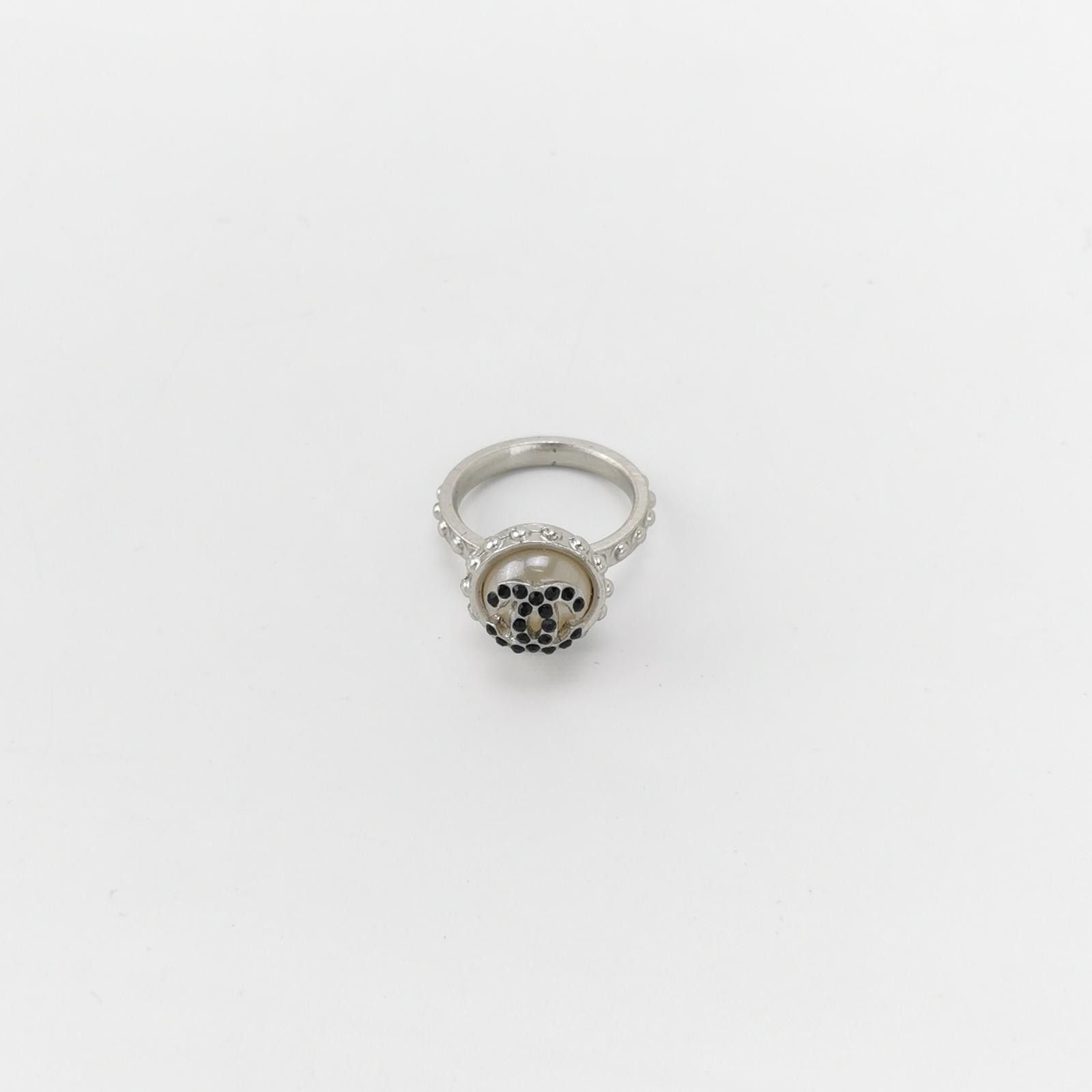 Chanel Chanel Crystal Double C Logo Ring Size 14 -z2505 Size ONE SIZE - 2 Thumbnail