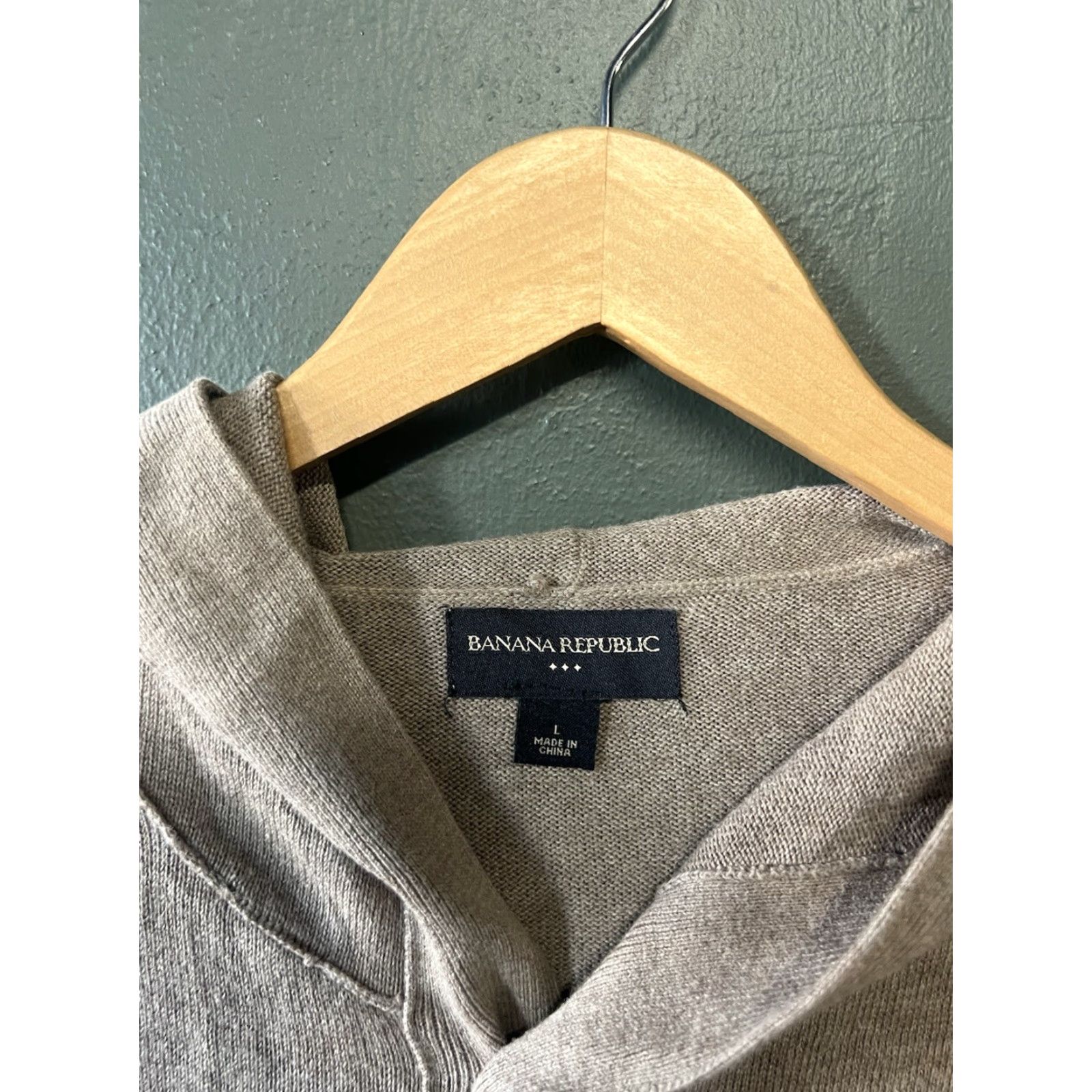Banana Republic VINTAGE Banana Republic Mens Brown Long Sleeve Knit Hooded Button Up Size L Size US L / EU 52-54 / 3 - 3 Thumbnail