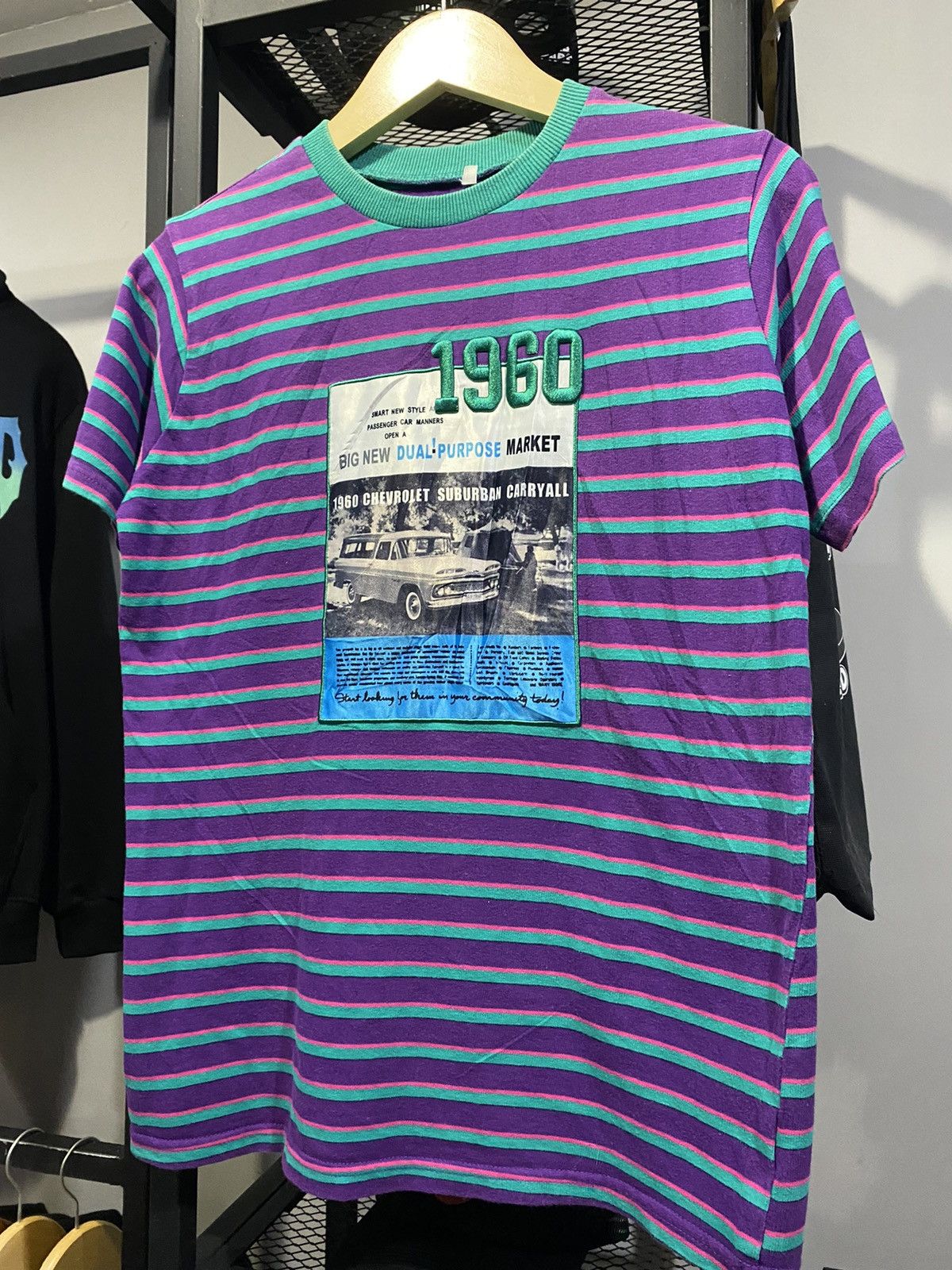 Vintage Japanese Brand Archive 1960 Chevy Suburban Stripes Tshirt Size US M / EU 48-50 / 2 - 2 Thumbnail
