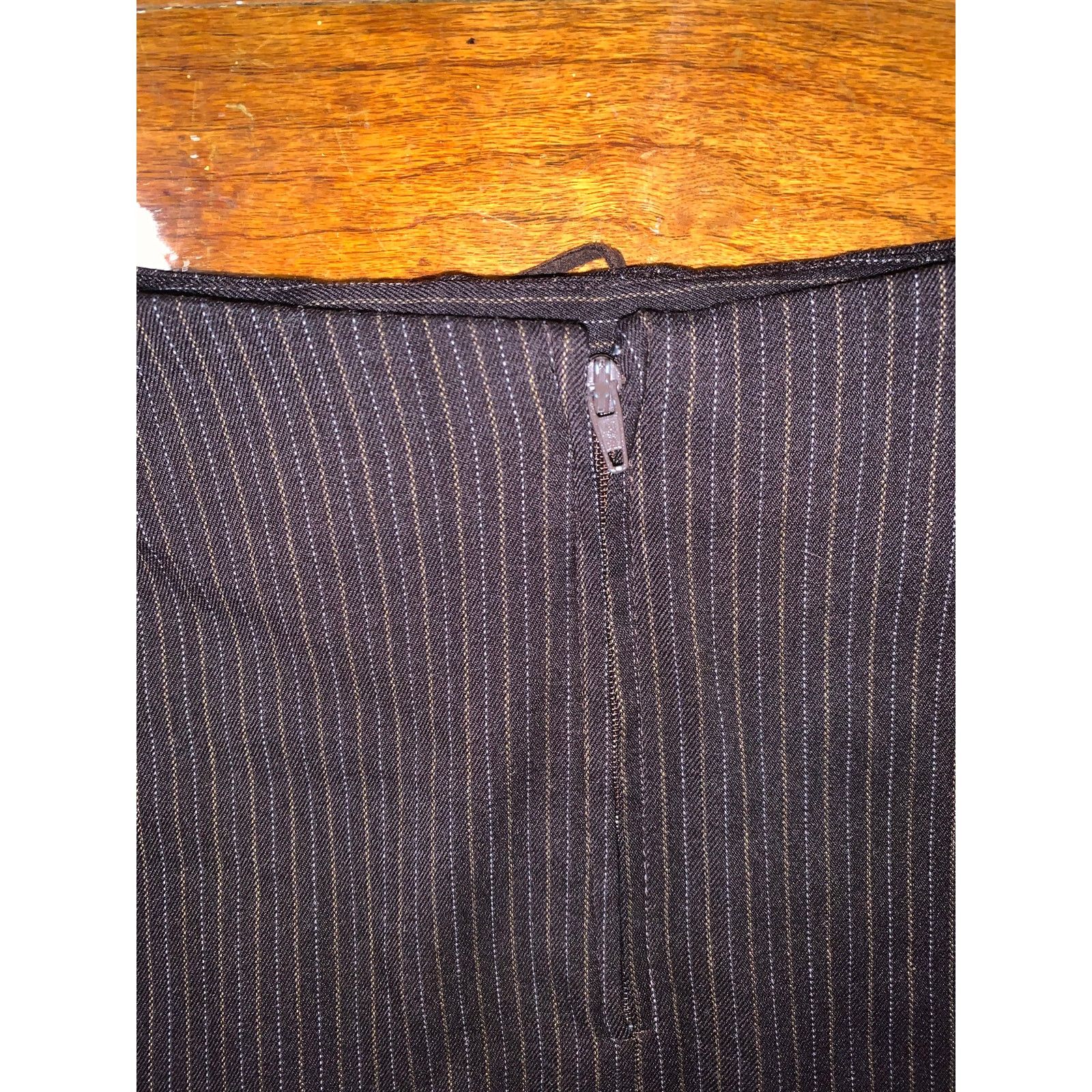 Other × Vintage Exact Change Brown Pinstripe Mini Skirt Size 13 Lace Up Size XL / US 12-14 / IT 48-50 - 7 Thumbnail