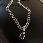 Other Square Blue Zirconia Pendant Necklace Size ONE SIZE - 3 Thumbnail