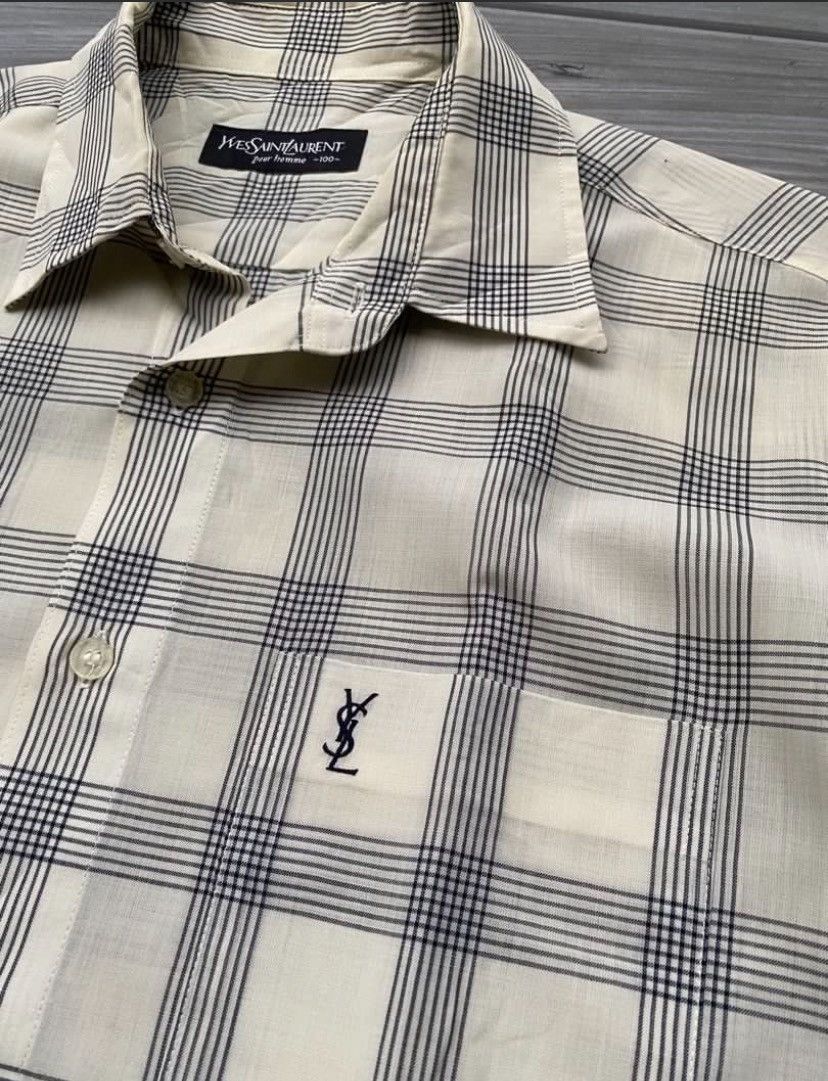 Yves Saint Laurent Vintage y2k yves saint laurent ysl open collar shirts button Size US L / EU 52-54 / 3 - 3 Thumbnail