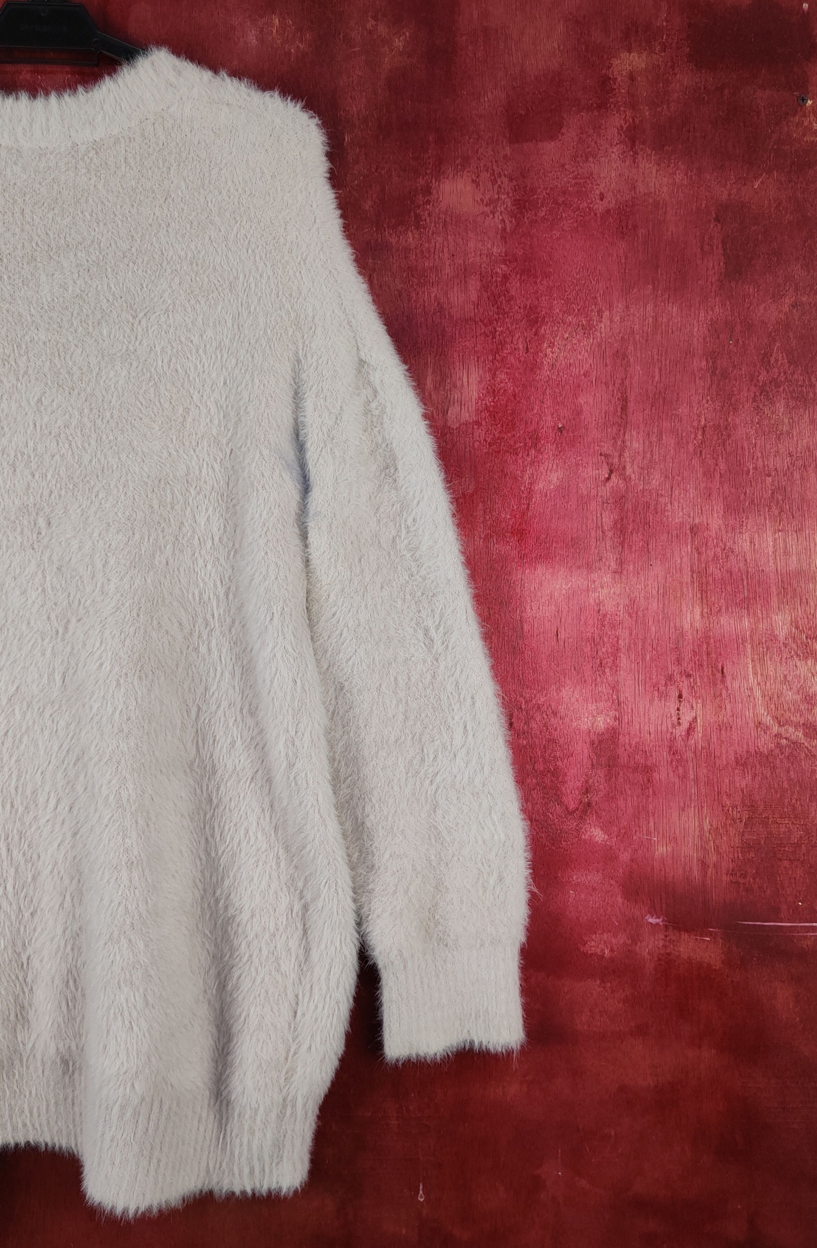 Homespun Knitwear Evelyn Beige Fur Mohair Knitwear Cardigan #S2282 Size L / US 10 / IT 46 - 10 Thumbnail