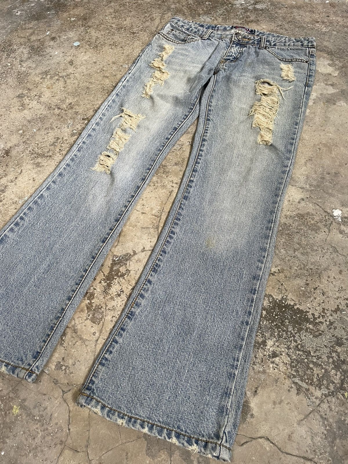 If Six Was Nine Japanese Brand Faded Distresse Flared Denim Jeans Pants Size US 32 / EU 48 - 3 Thumbnail
