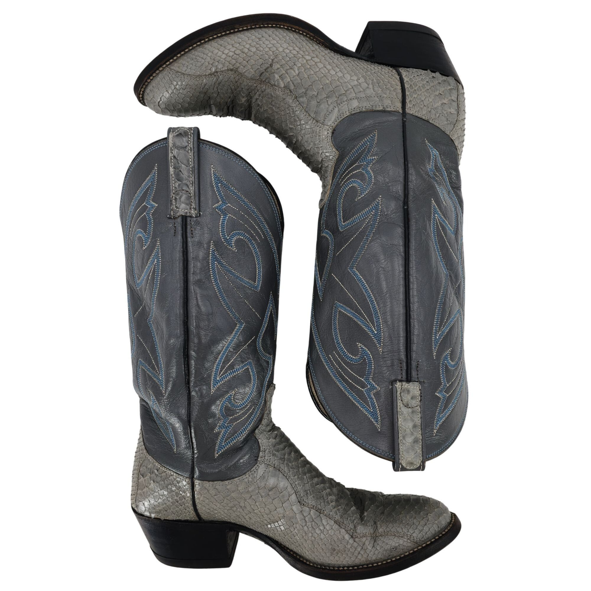 Dan Post Vintage Dan Post Men 8.5 Exotic Grey Gray Snake Cowboy Boots Size US 8.5 / EU 41-42 - 6 Thumbnail