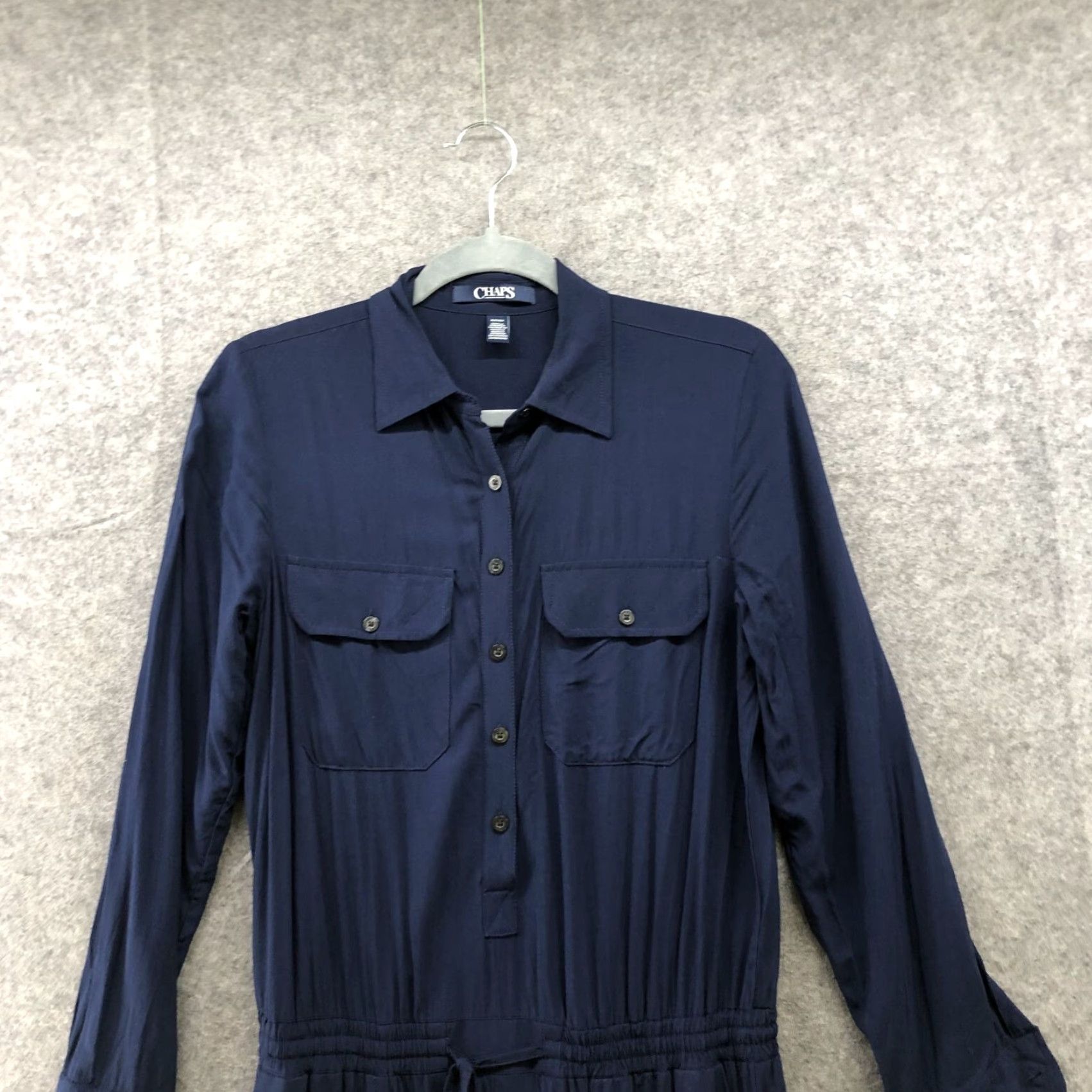 Chaps CHAPS Jumpsuit Shirt One-Piece Long Sleeve Women's S Blue 100% Viscose Button Down Pockets Casual Modern Utility Size S / US 4 / IT 40 - 3 Thumbnail