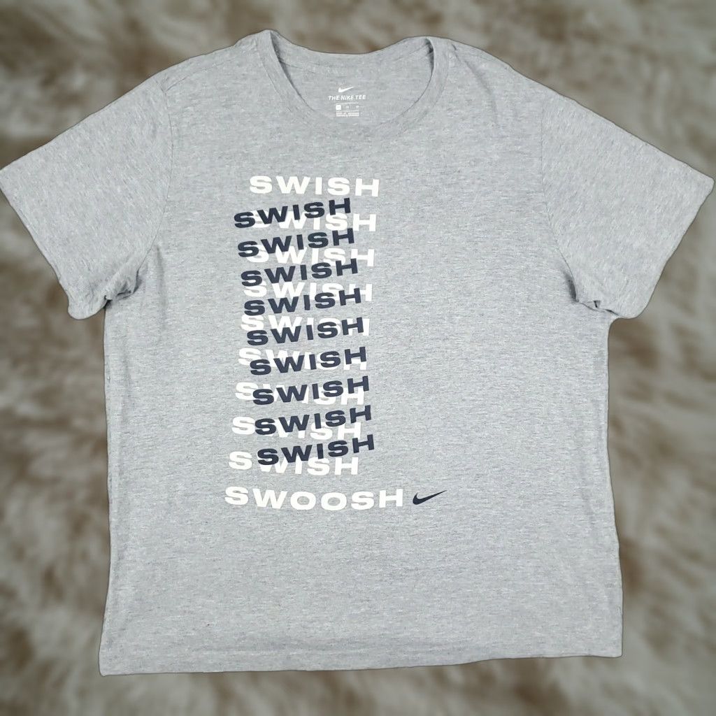 Nike NIKE Swish Swish Swoosh Gray Graphic T-Shirt Adult XL Mens Sports Logo Size US XL / EU 56 / 4 - 1 Thumbnail