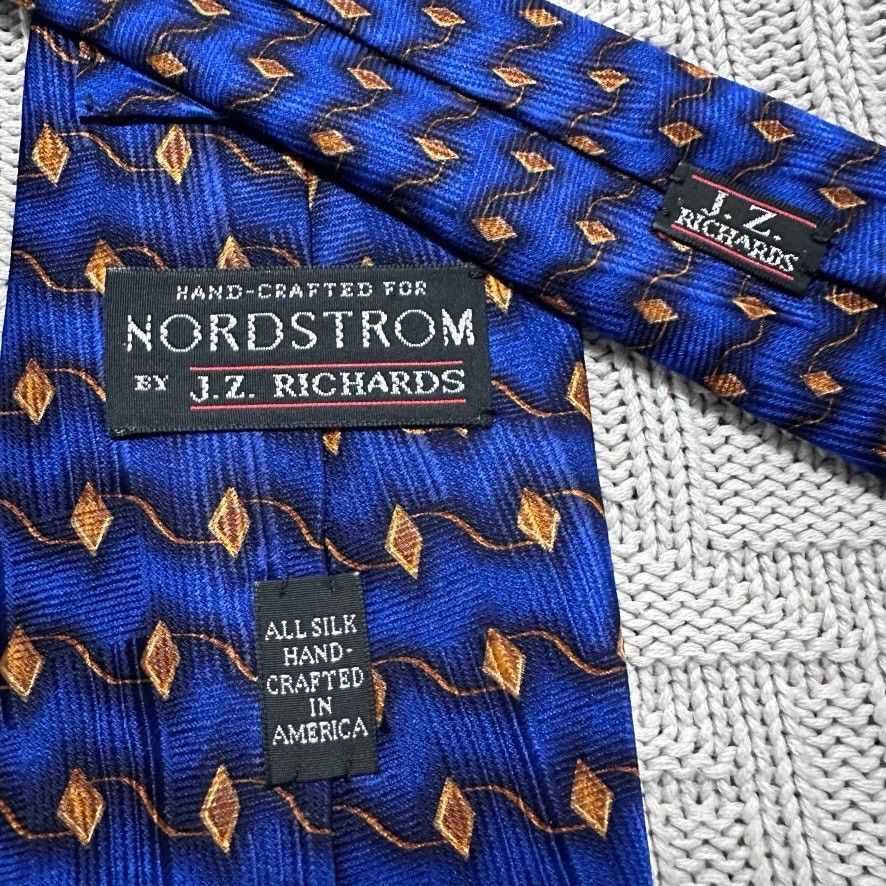 Nordstrom Vintage Nordstrom royal blue abstract geometric silk tie Size ONE SIZE - 3 Thumbnail