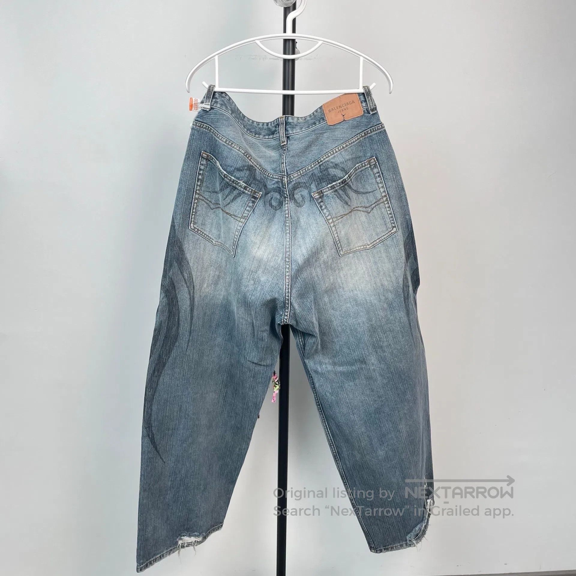 Balenciaga Balenciaga size S Dragon Patterned Drawcord Loose Denim Lo Size US 27 - 2 Thumbnail