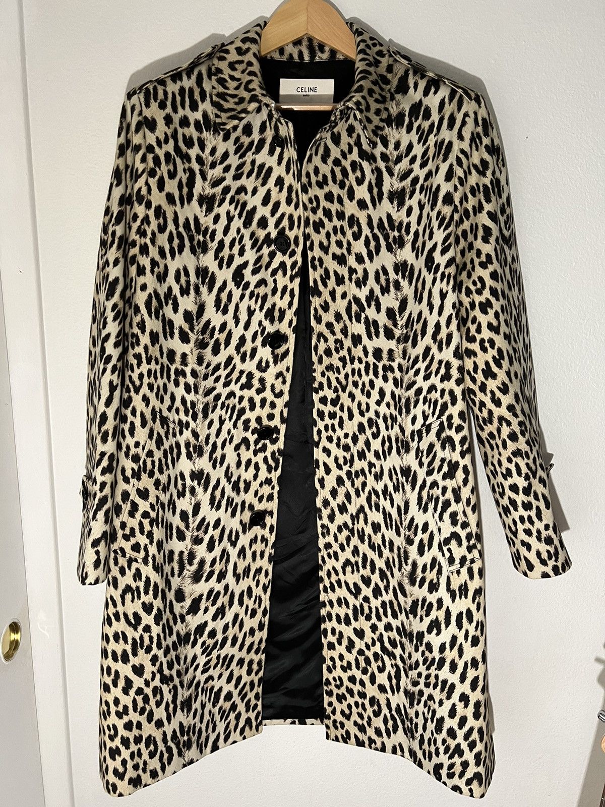 image of Celine Leopard Print Mac Coat, Men's (Size Medium)