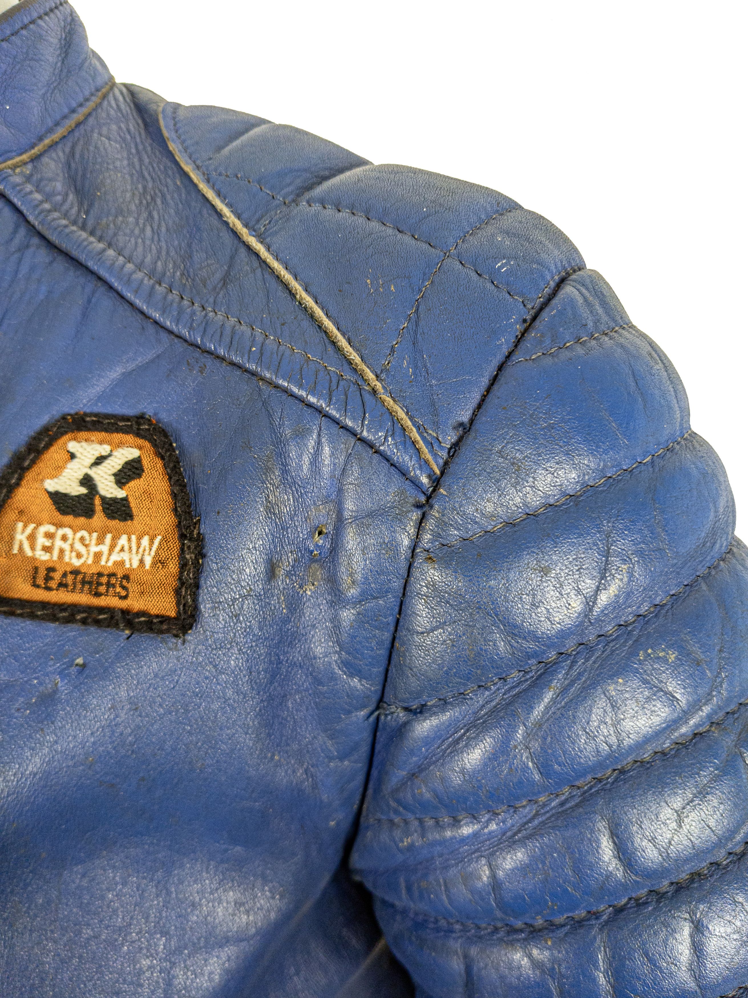 Vintage Vintage 70s Kershaw Blue Leather Motorcycle Biker Jacket Size US XS / EU 42 / 0 - 14 Thumbnail