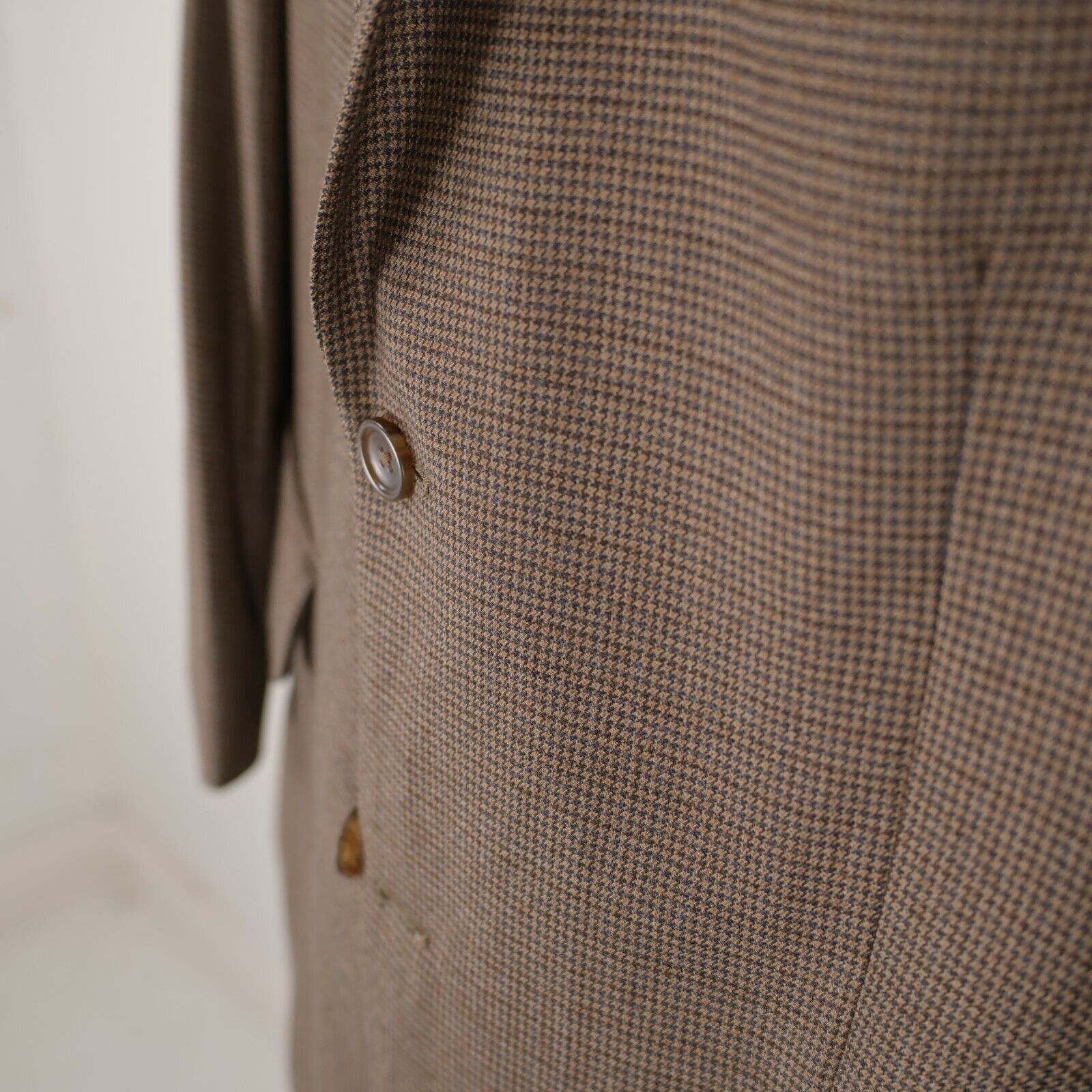 Pronto Uomo Pronto Uomo Platinum Luxury Wool Brown Blue Hounstooth 2 But Size 44R - 4 Thumbnail