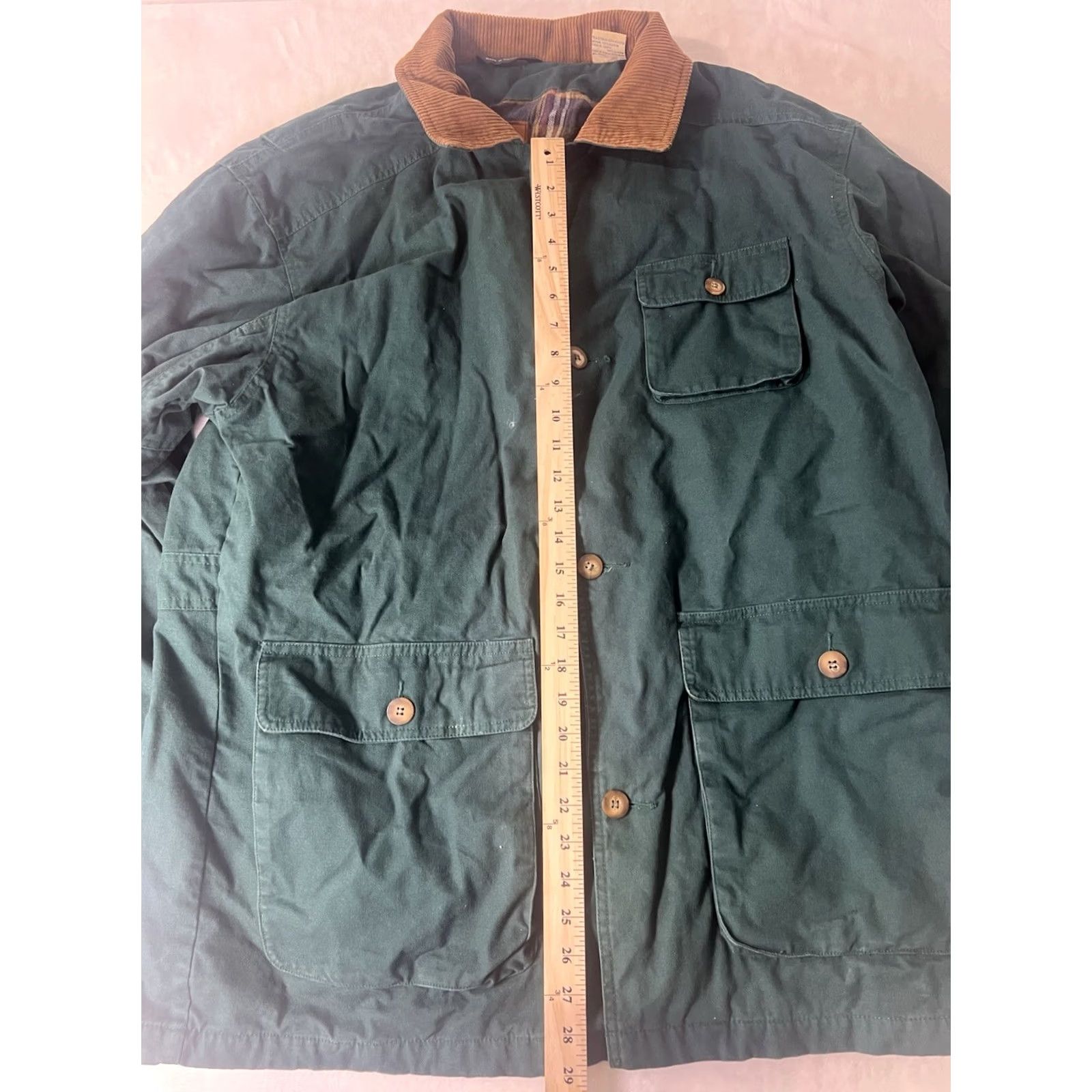 Vintage VINTAGE David Peyser Sportswear Chore Jacket Coat Green L Regular Lined Flannel Cotton Barn Coat Men Size US L / EU 52-54 / 3 - 3 Thumbnail