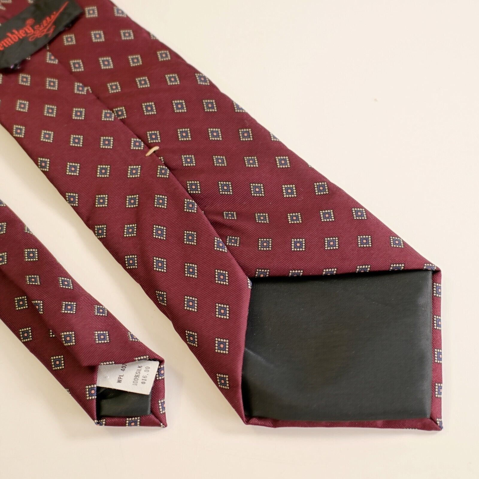 Other Wembley Silks Red Blue Geometric Print Long Silk Tie Size ONE SIZE - 5 Thumbnail