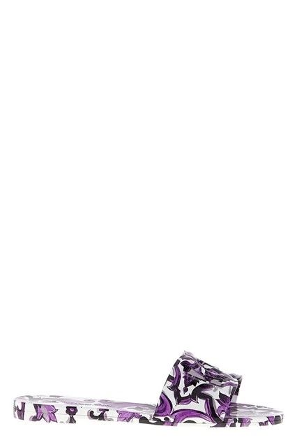 DOLCE&GABBANA Maiolica Purple Slides New