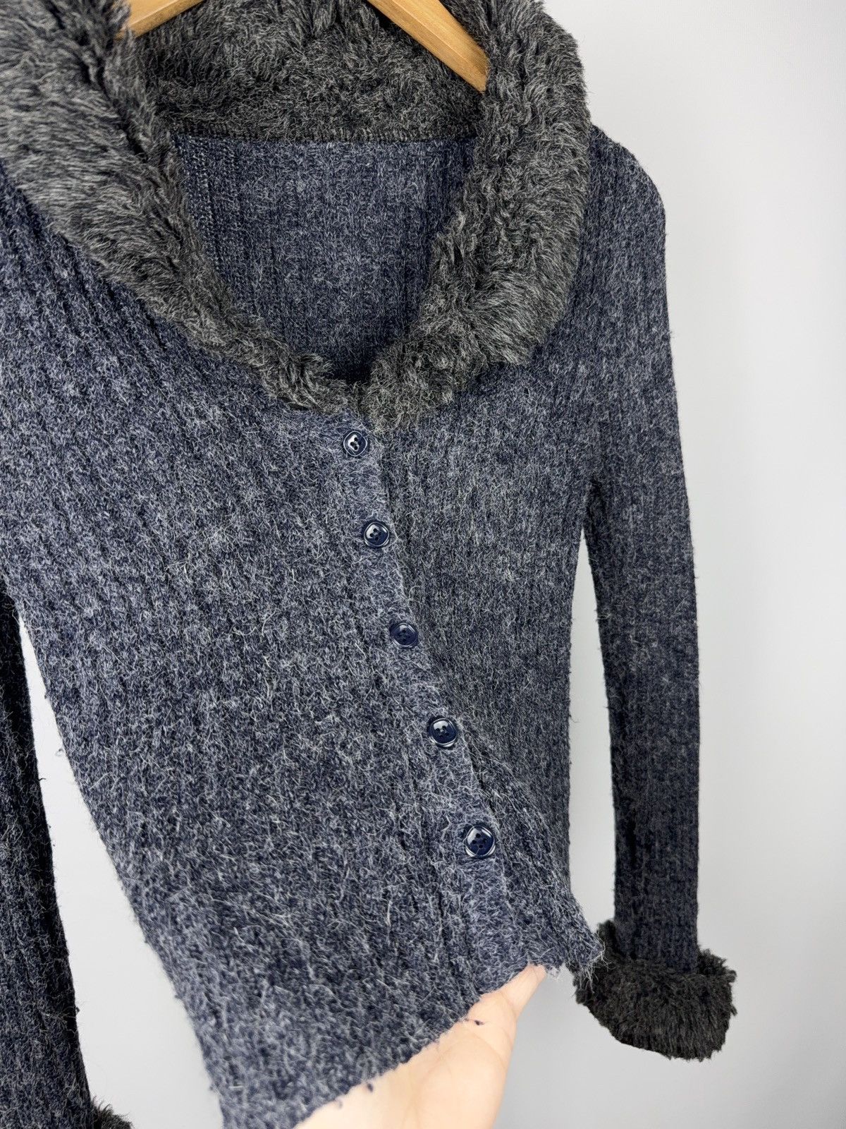 If Six Was Nine Y2K Faux Fur Trim Knit Retro Cardigan If Six Was Nine Style Size S / US 4 / IT 40 - 6 Thumbnail