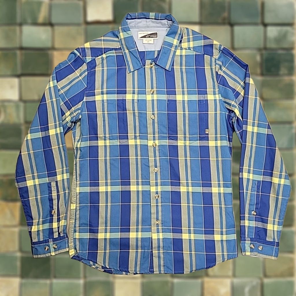 ExOfficio VINTAGE EXOFFICIO Shirt Mens S Blue Plaid Insect Shield Outdoors Hiking Fishing Shirt Size US S / EU 44-46 / 1 - 1 Thumbnail