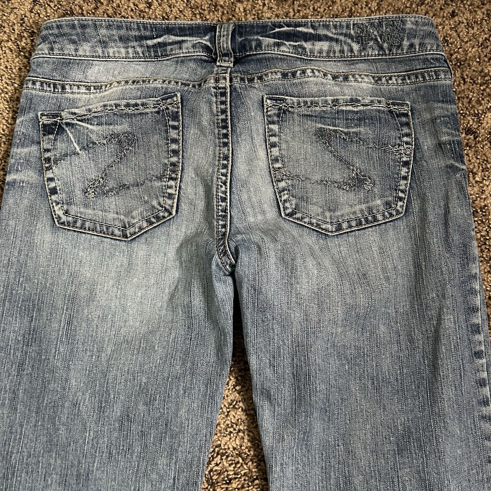Silver Jeans Co. Silver Jeans Tina Western Glove Works Blue Jeans Size 31x33 Size 31" - 10 Thumbnail