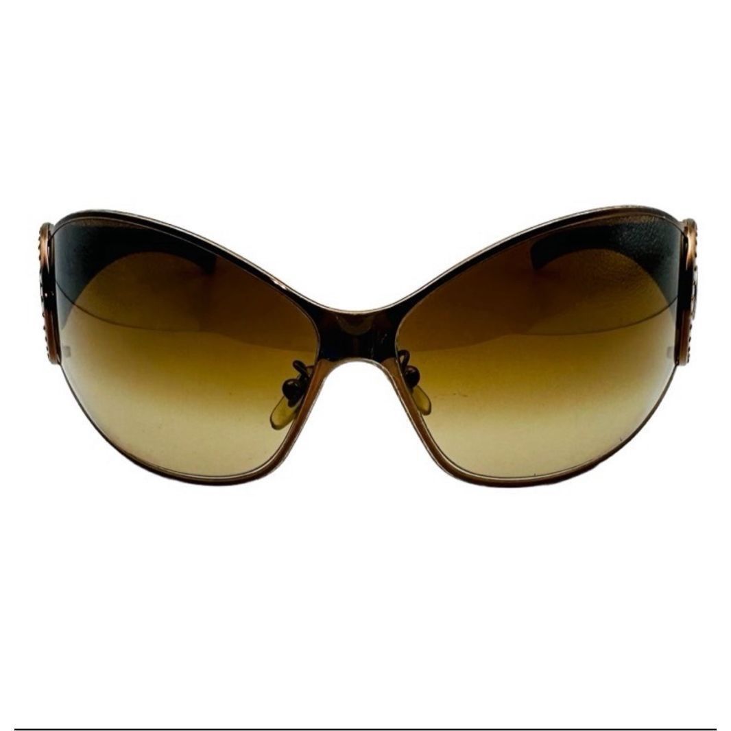 Versace VERSACE Medusa Logo Sunglasses Brown Gold SWAROVSKI Crystal Embellished Shield Oversized Made In Italy Luxury Designer Sunglasses 2064-B 1169/13 87[]12 110 Size ONE SIZE - 1 Thumbnail