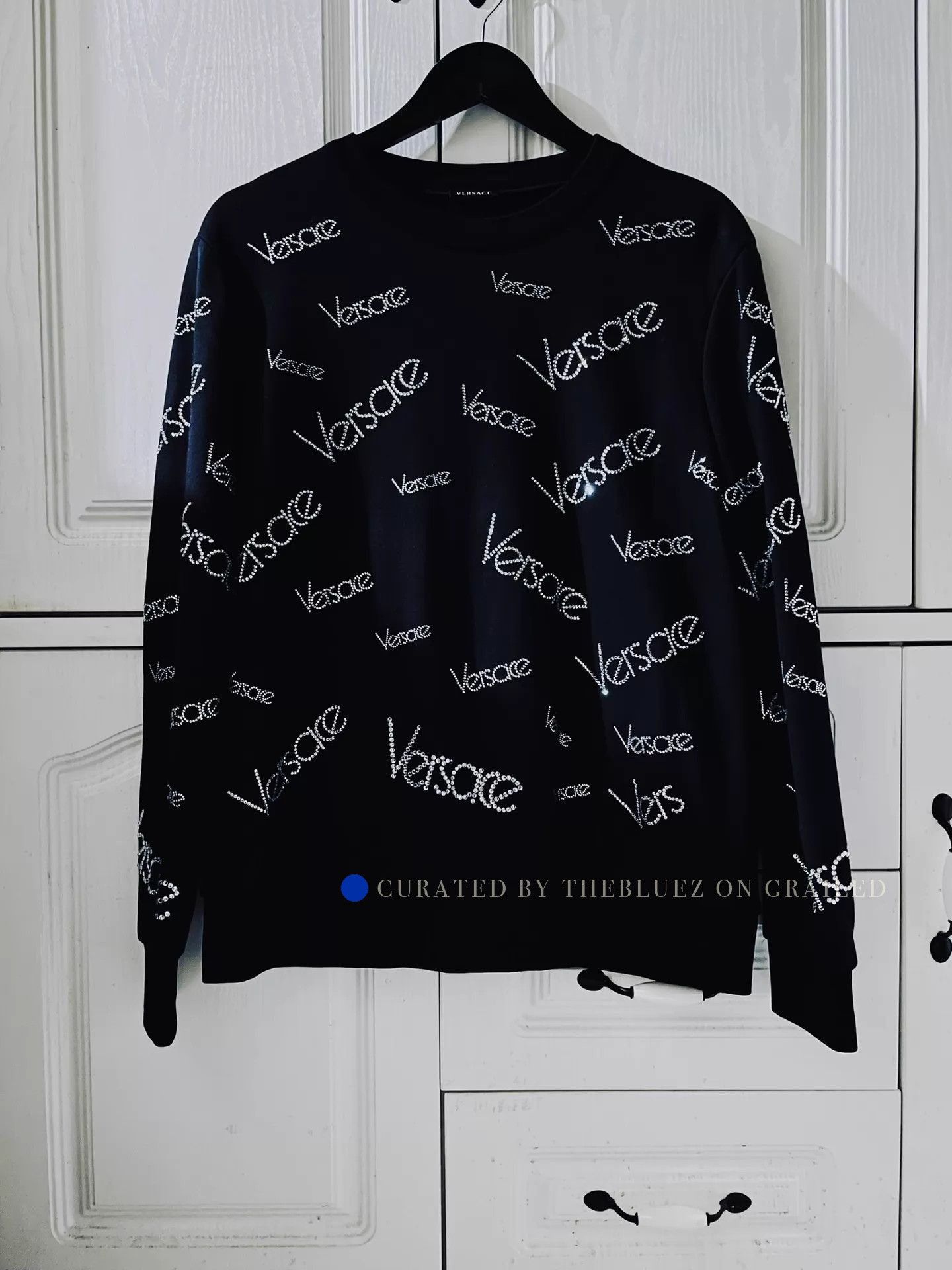 Versace Luxury Crystal Sweatshirt in Black Size US M / EU 48-50 / 2 - 1 Thumbnail