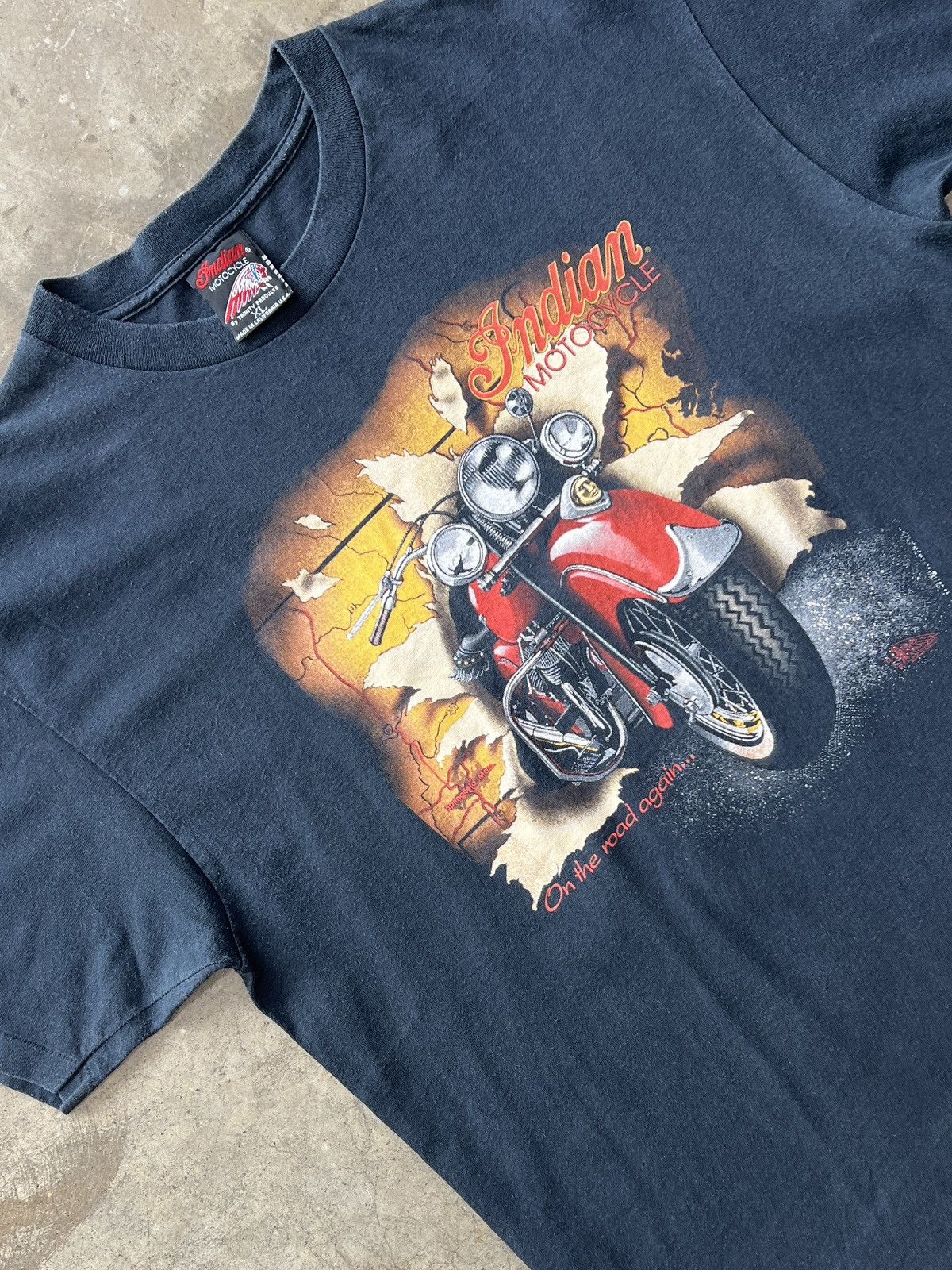 Indian Motorcycle × Vintage Vintage Indian Motorcycle Map Single Stitch Tee XL Size US XL / EU 56 / 4 - 1 Thumbnail