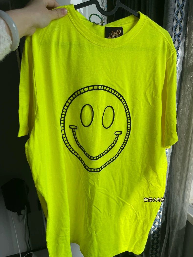 LOEWE Fluorescent yellow green smiling short sleeve T-shir