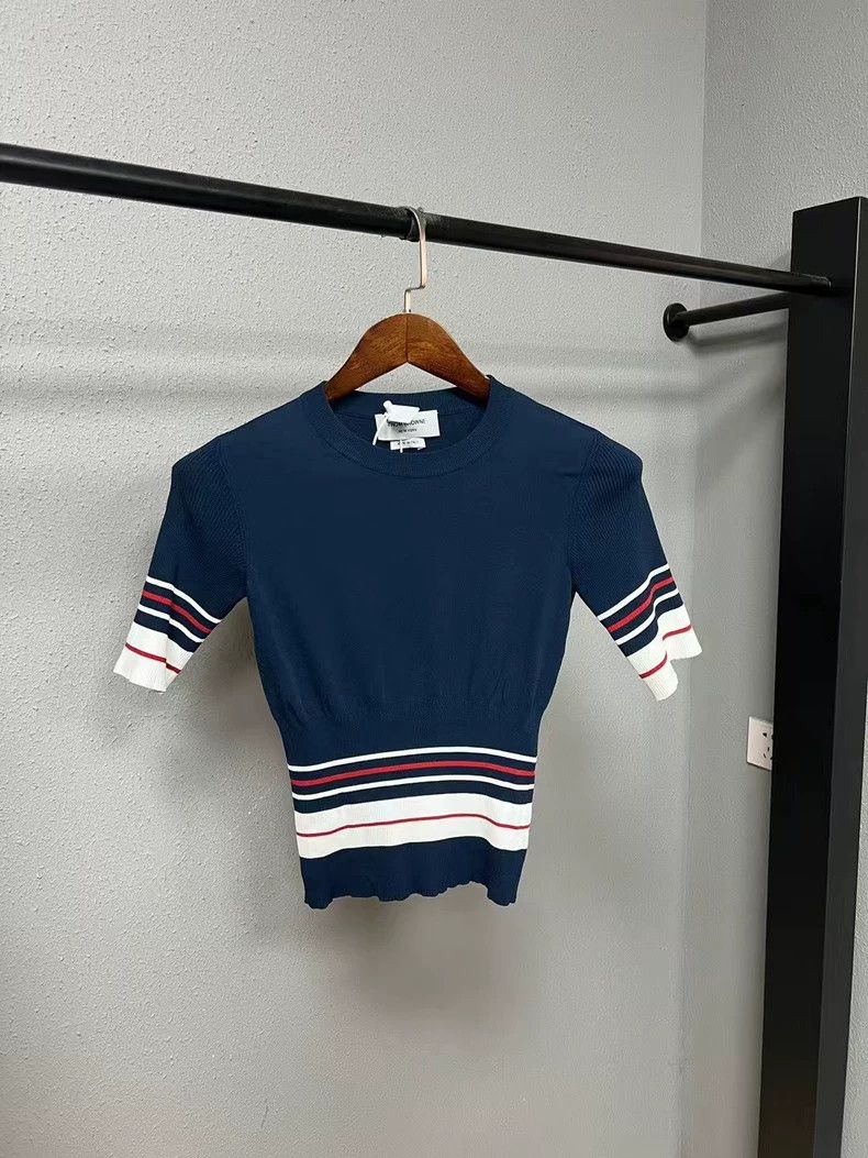 Thom Browne Thom Browne Navy Fitted Short-Sleeve Top - dmc Size US M / EU 48-50 / 2 - 1 Thumbnail
