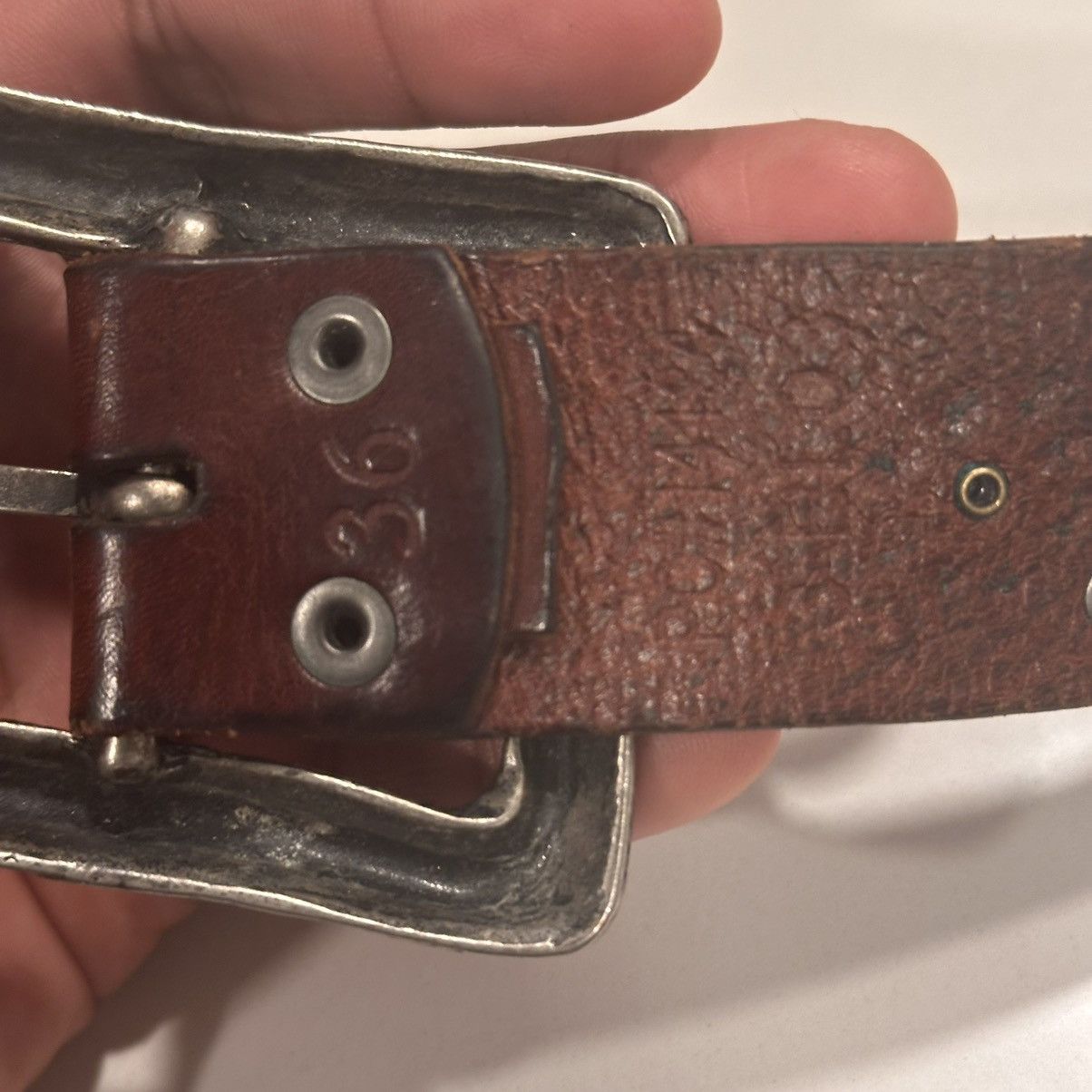 Other Vintage Brown Skull Studded Leather Belt (Size 36) Size 36 - 7 Thumbnail
