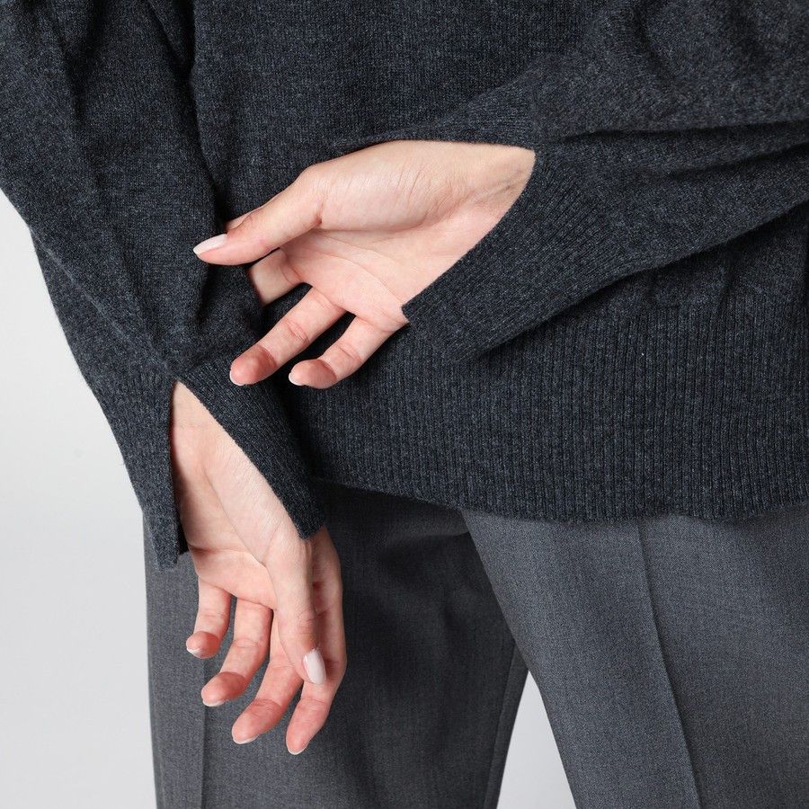 o1d2blof0824 Anthracite Cashmere Jumper in Dark Grey